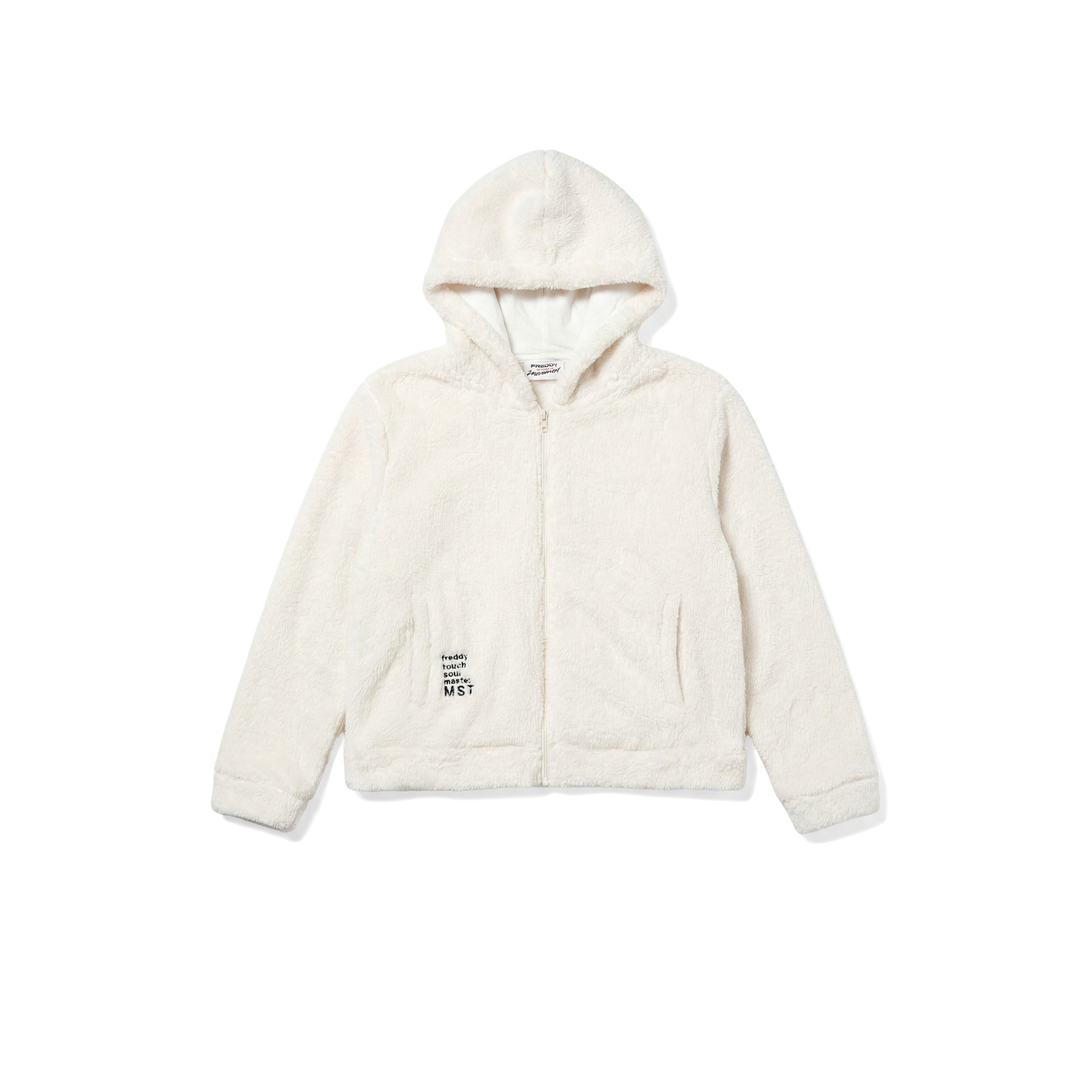 Felpa donna in pile teddy con zip e cappuccio