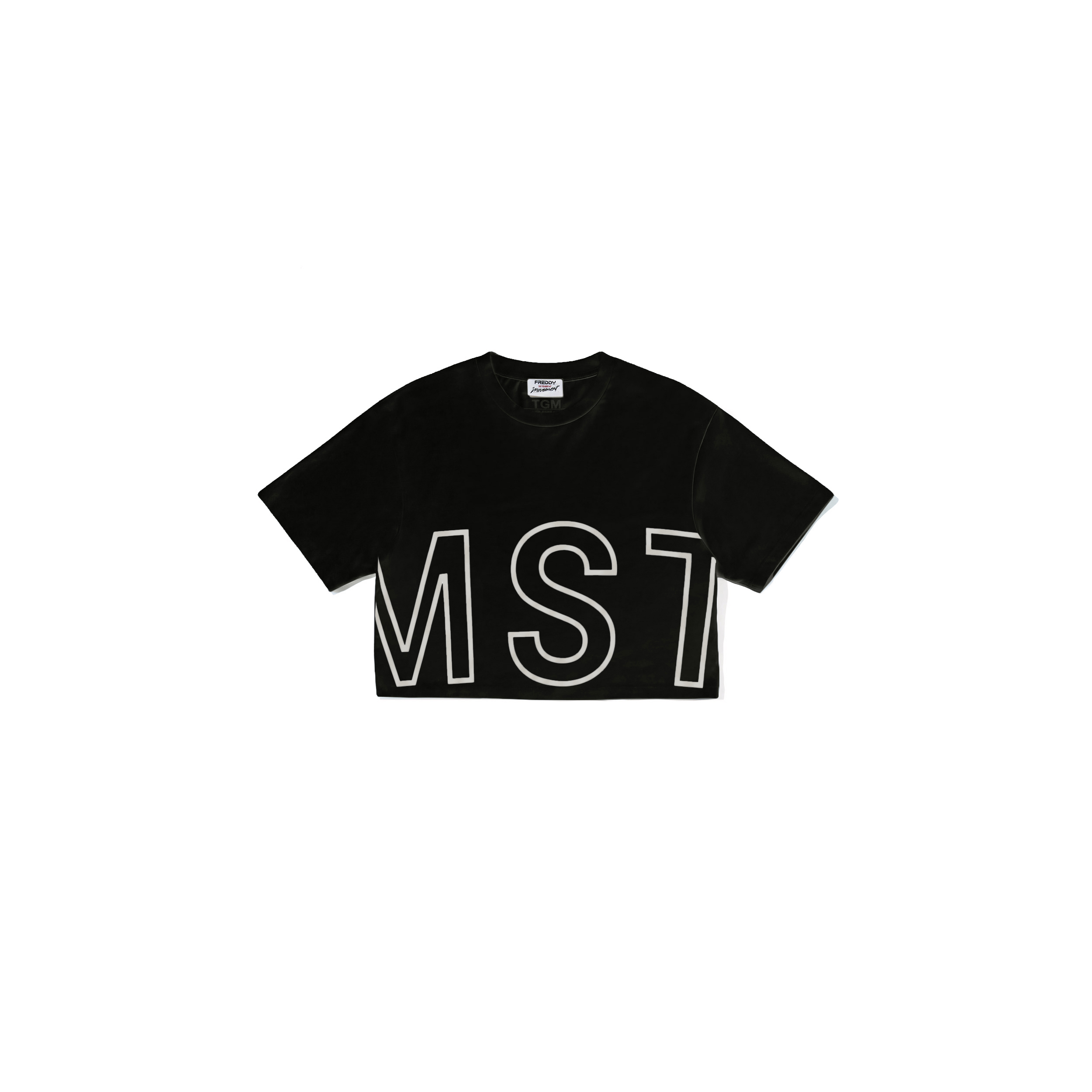 T-shirt cropped da donna comfort con maxi stampa