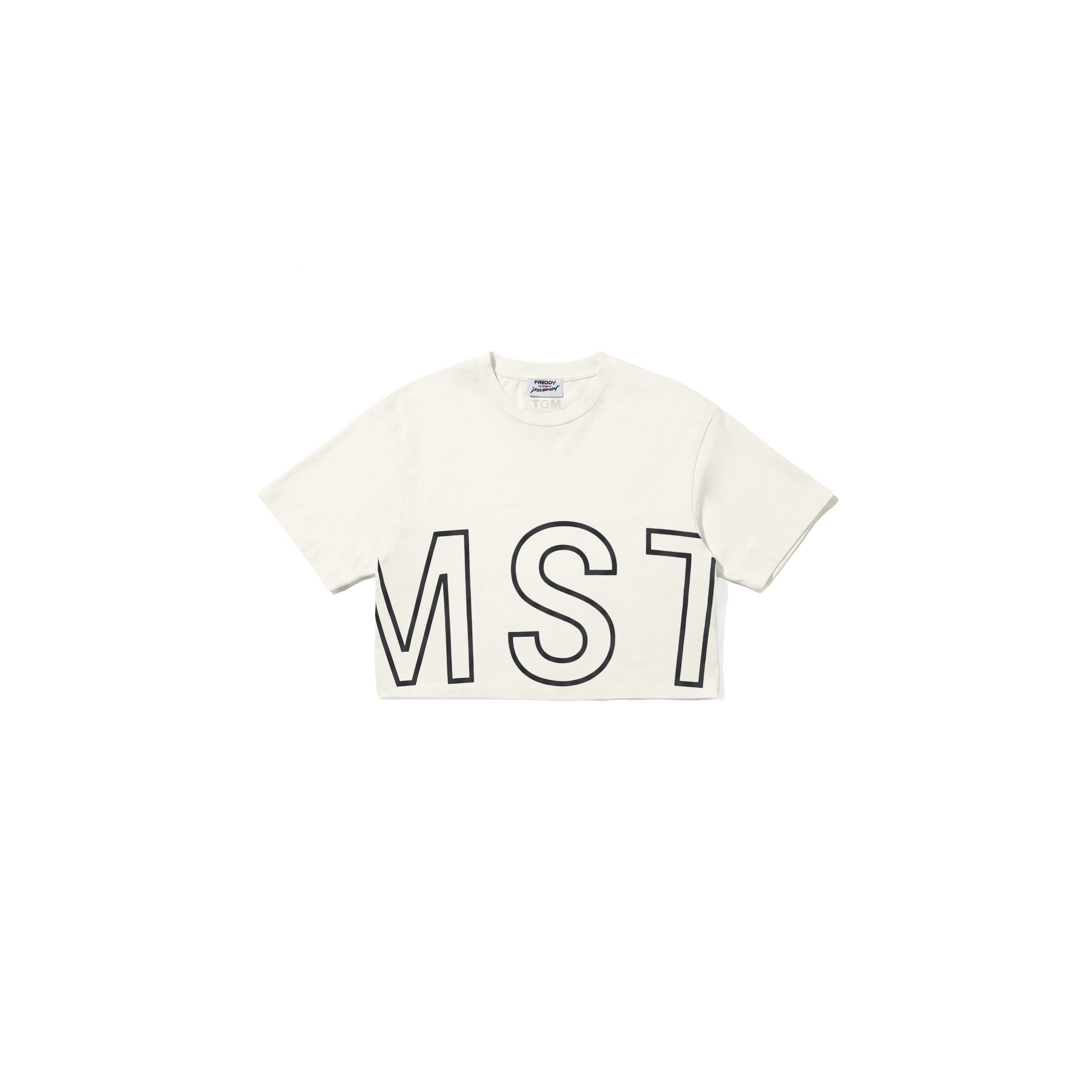 T-shirt cropped da donna comfort con maxi stampa