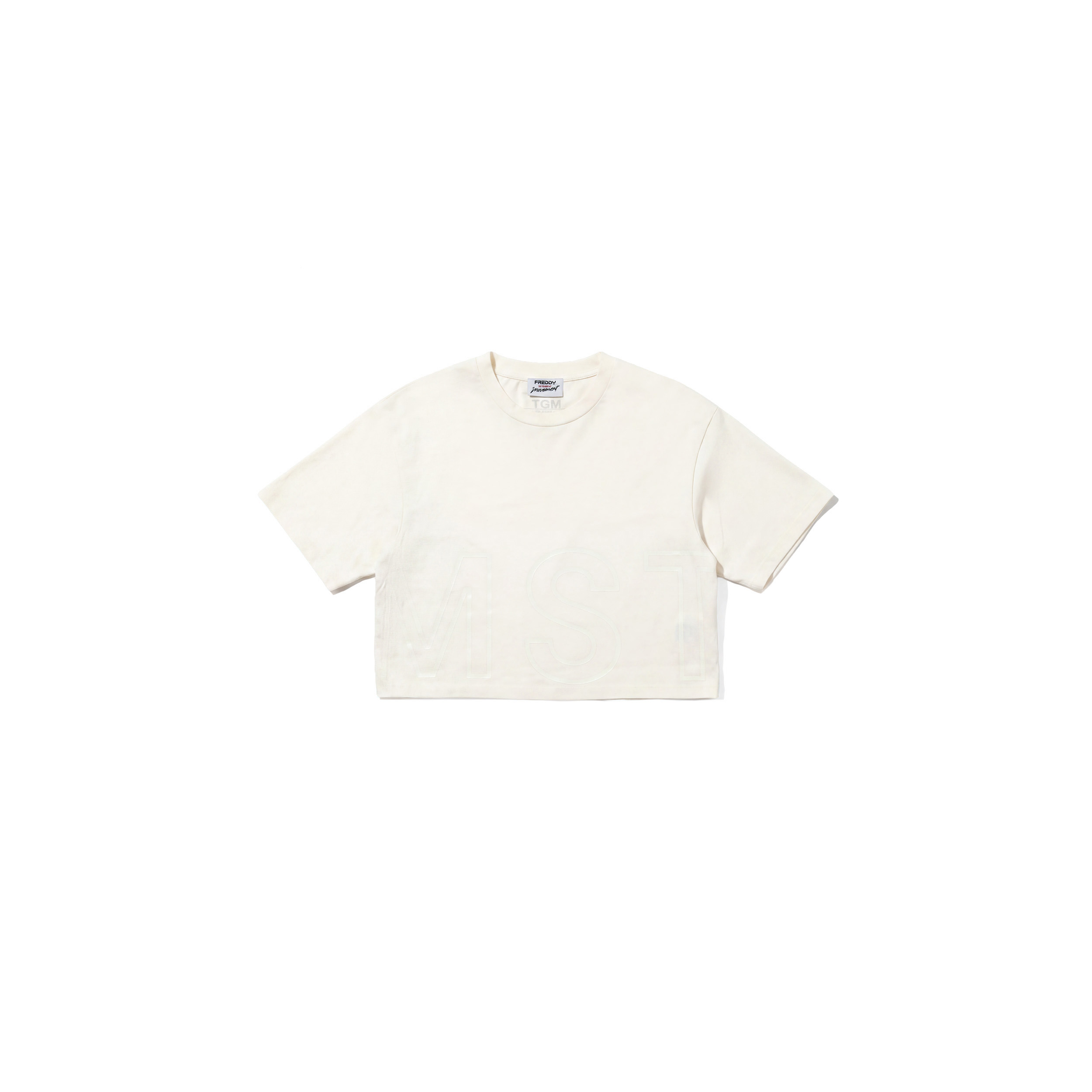T-shirt cropped da donna comfort con maxi stampa