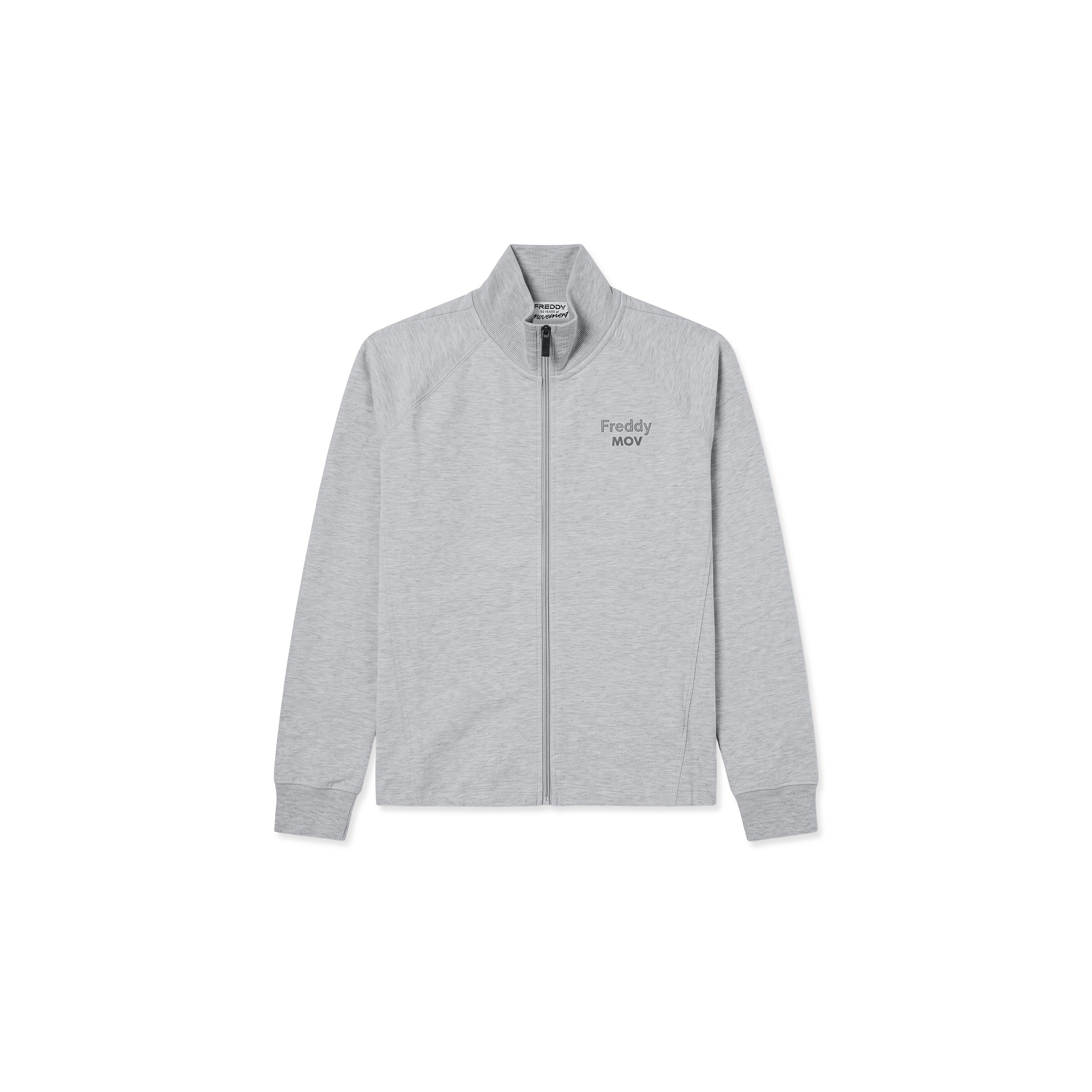 Felpa boxy cropped mélange donna full-zip collo alto