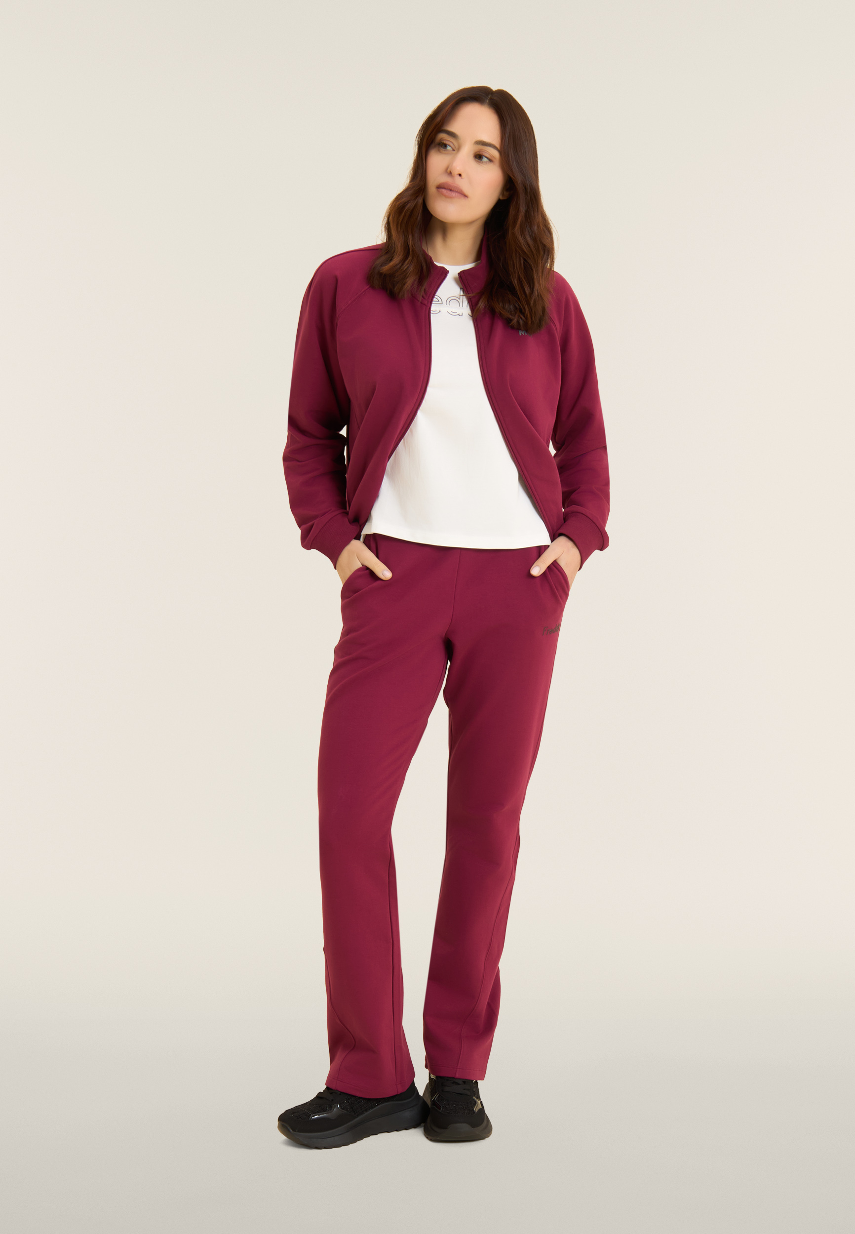 Felpa boxy cropped donna full-zip a collo alto