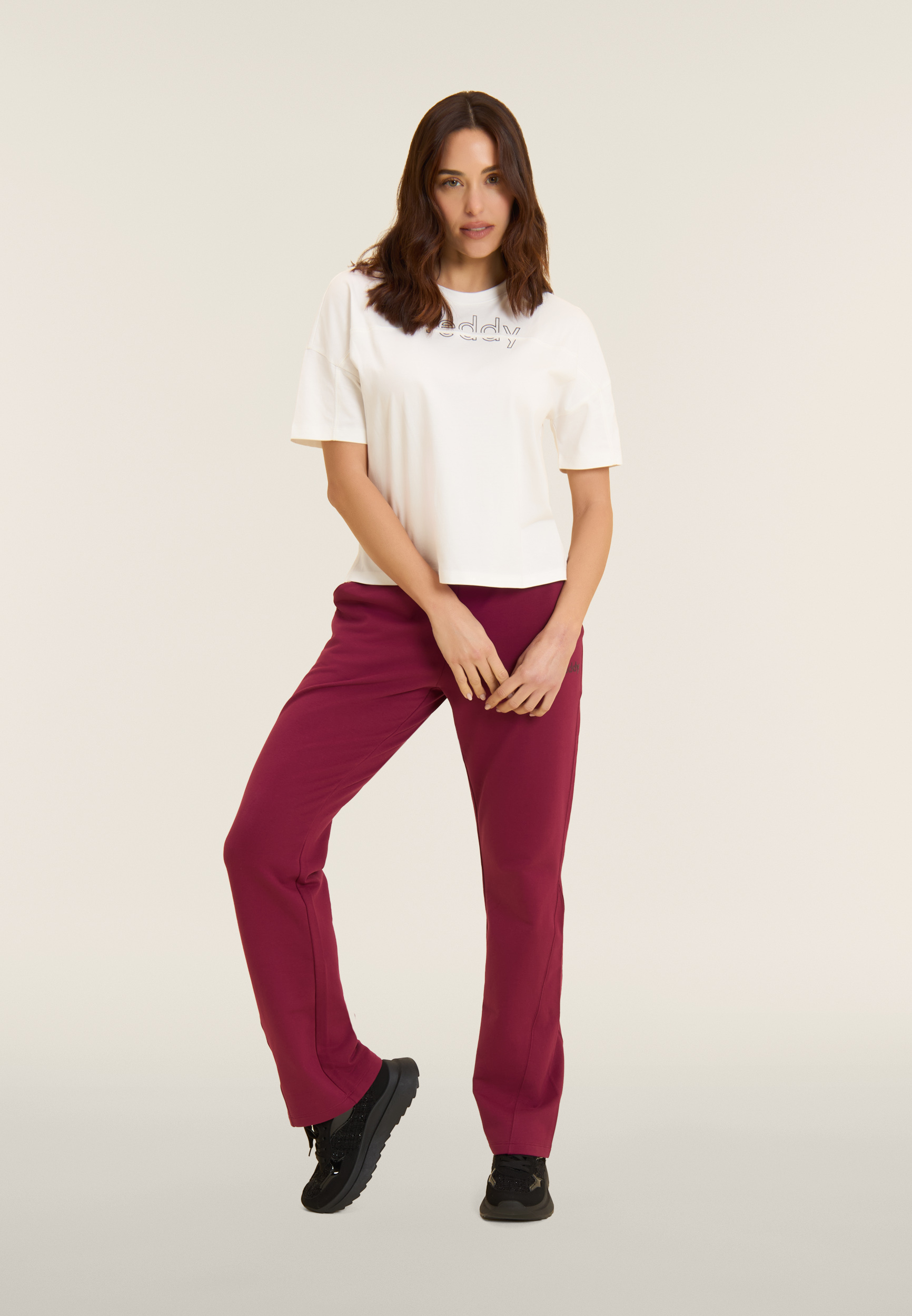 T-shirt boxy cropped da donna girocollo