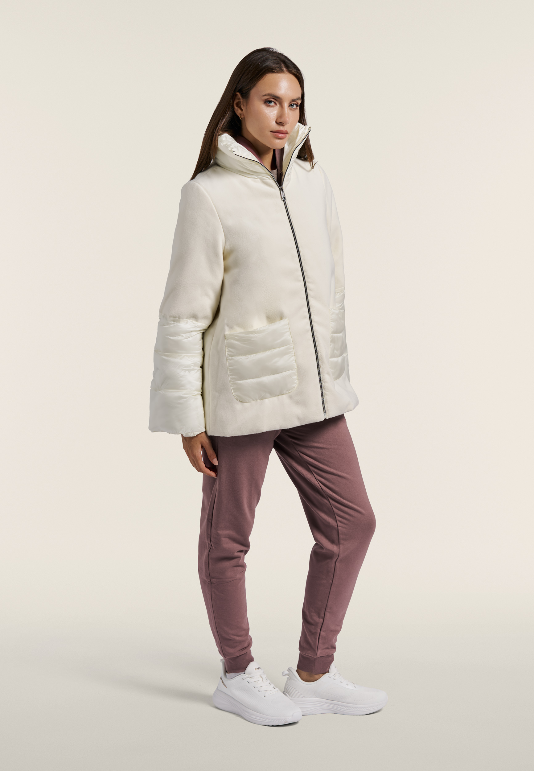 Giacca Imbottita Donna in Flanella e Tessuto Shimmering