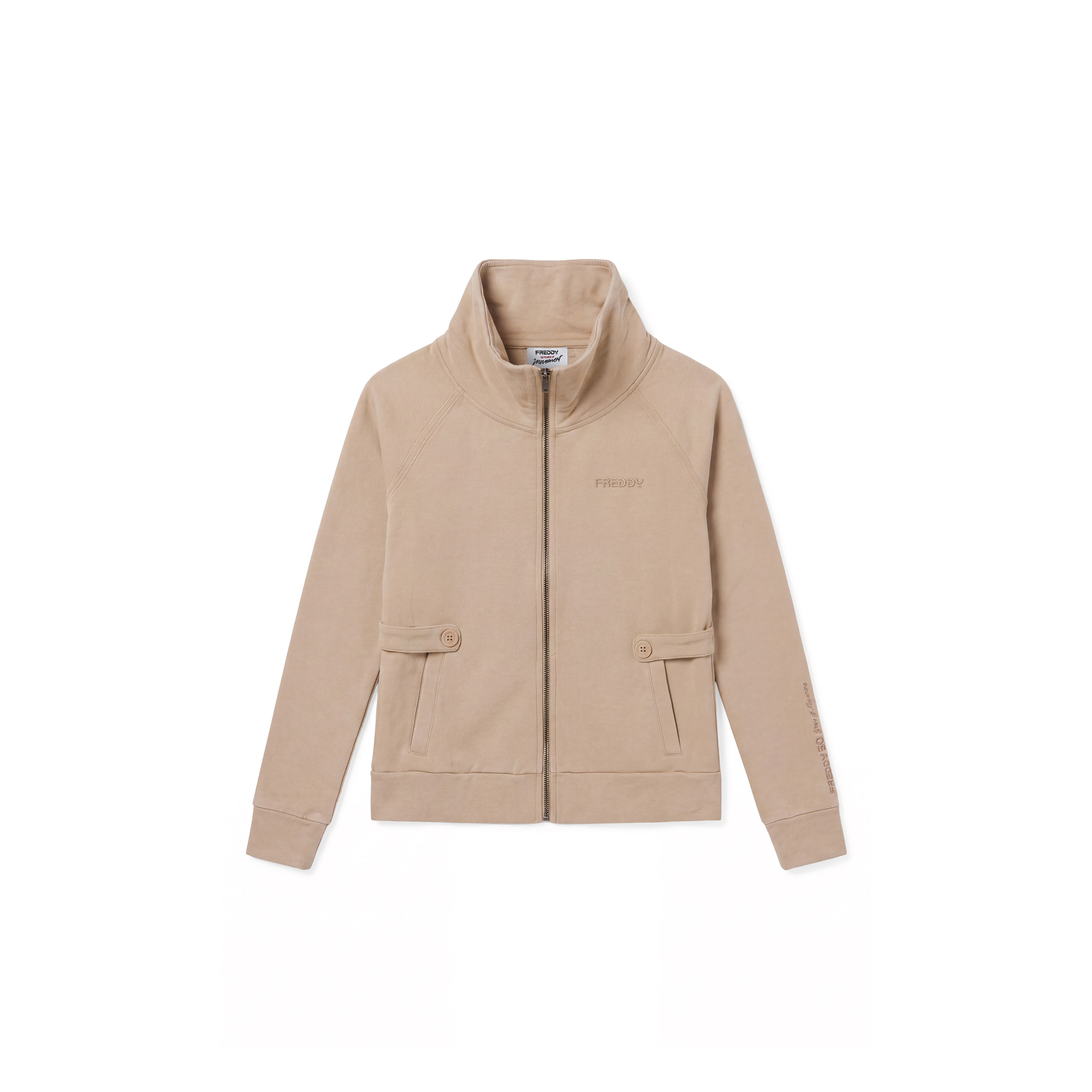 Felpa Donna con Zip e Collo Alto Effetto Marmorizzato