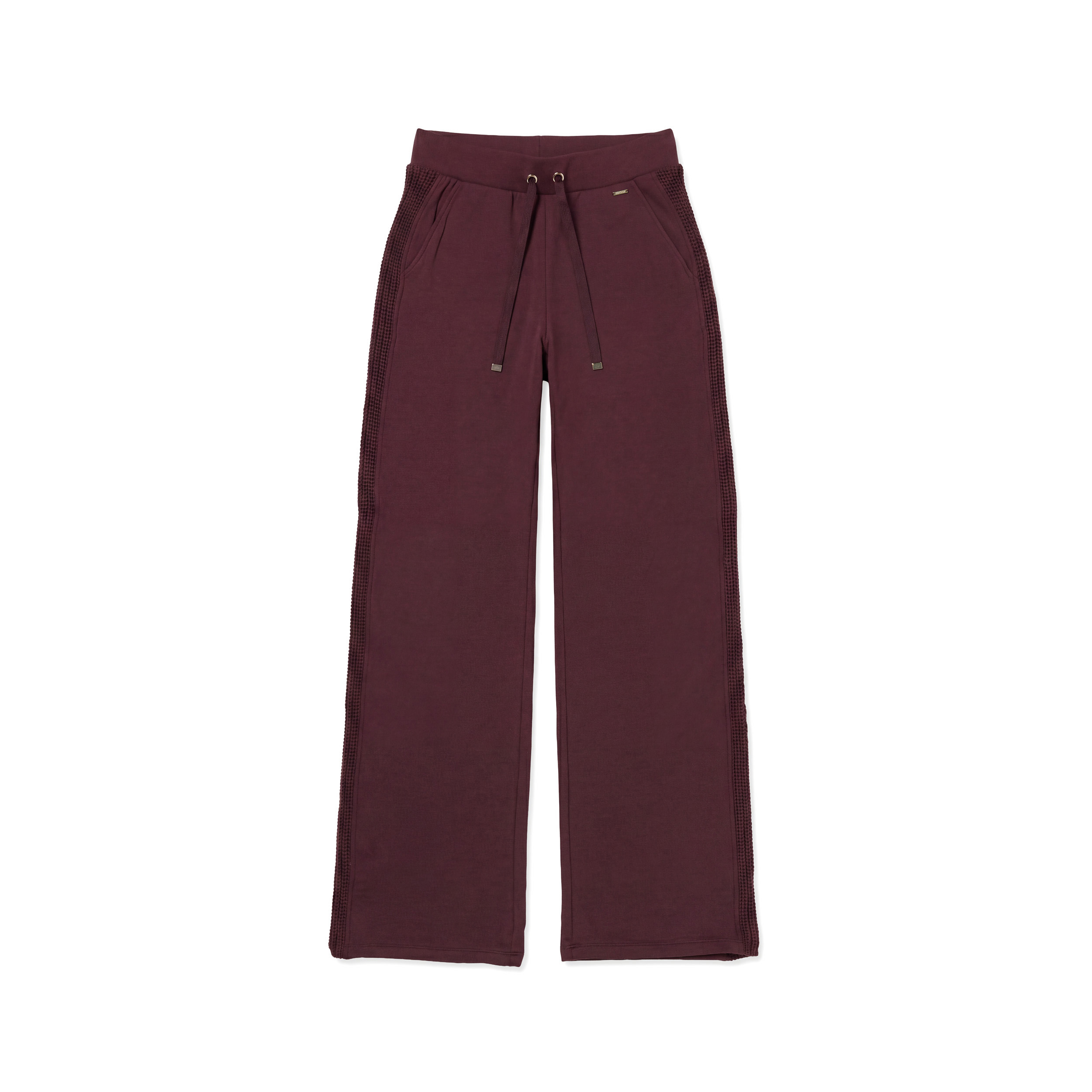 Pantaloni donna wide leg in modal con inserti in tricot
