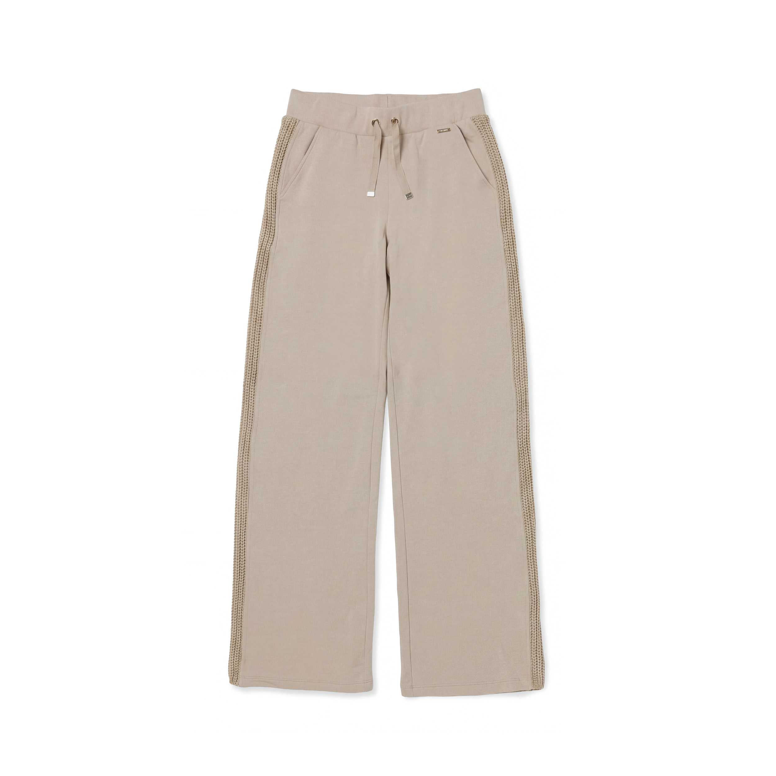 Pantaloni donna wide leg in modal con inserti in tricot