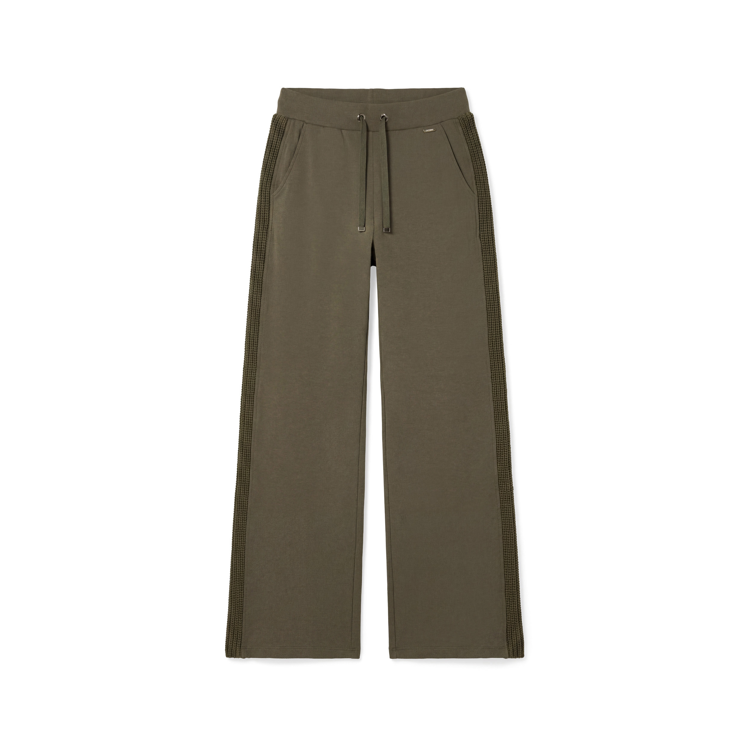 Pantaloni donna wide leg in modal con inserti in tricot