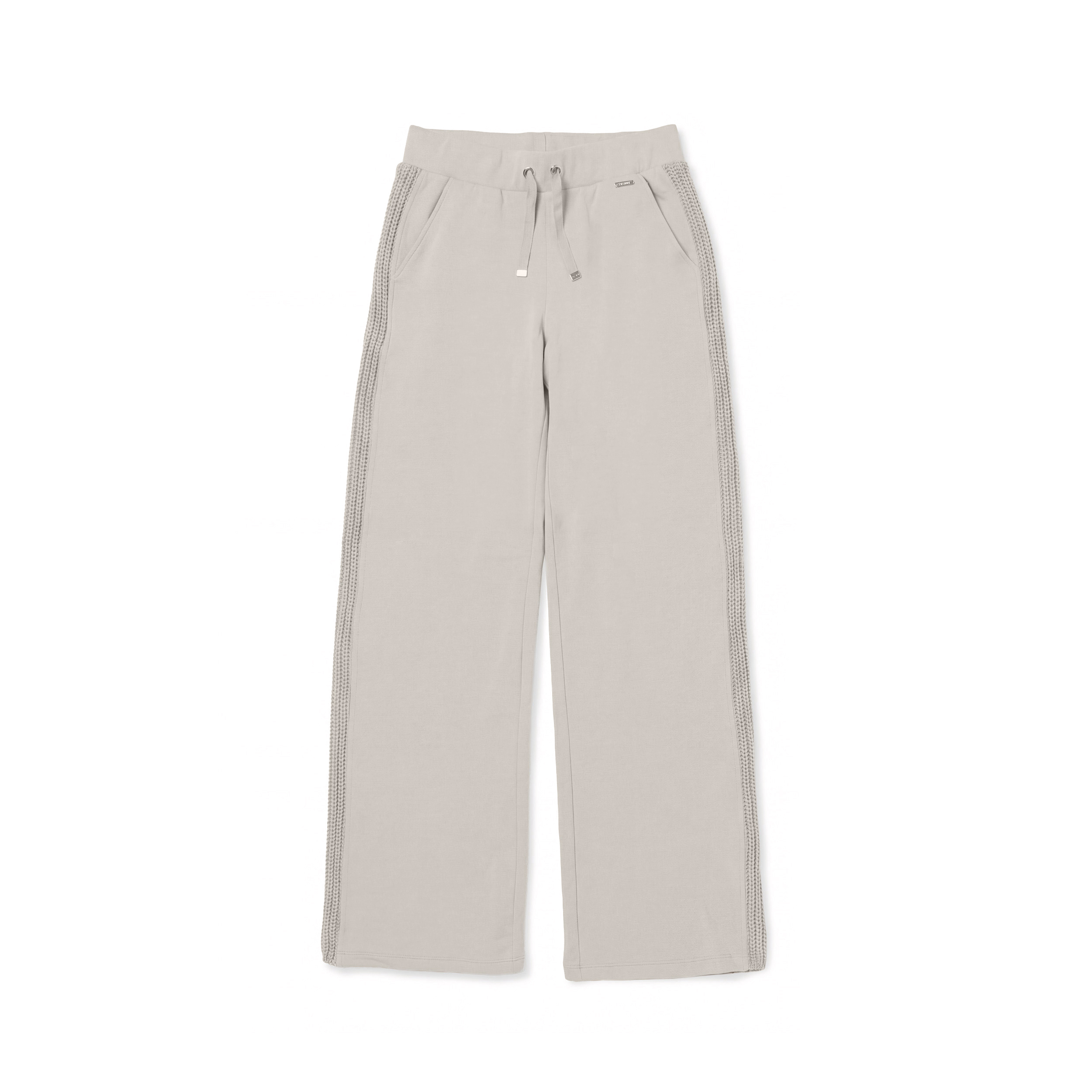 Pantaloni donna wide leg in modal con inserti in tricot