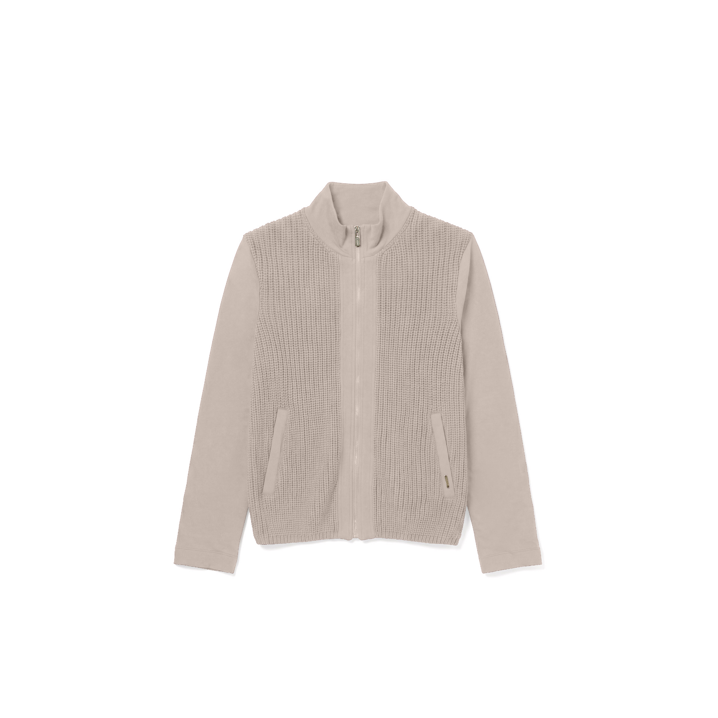 Felpa slim donna in tricot a coste con collo a lupetto