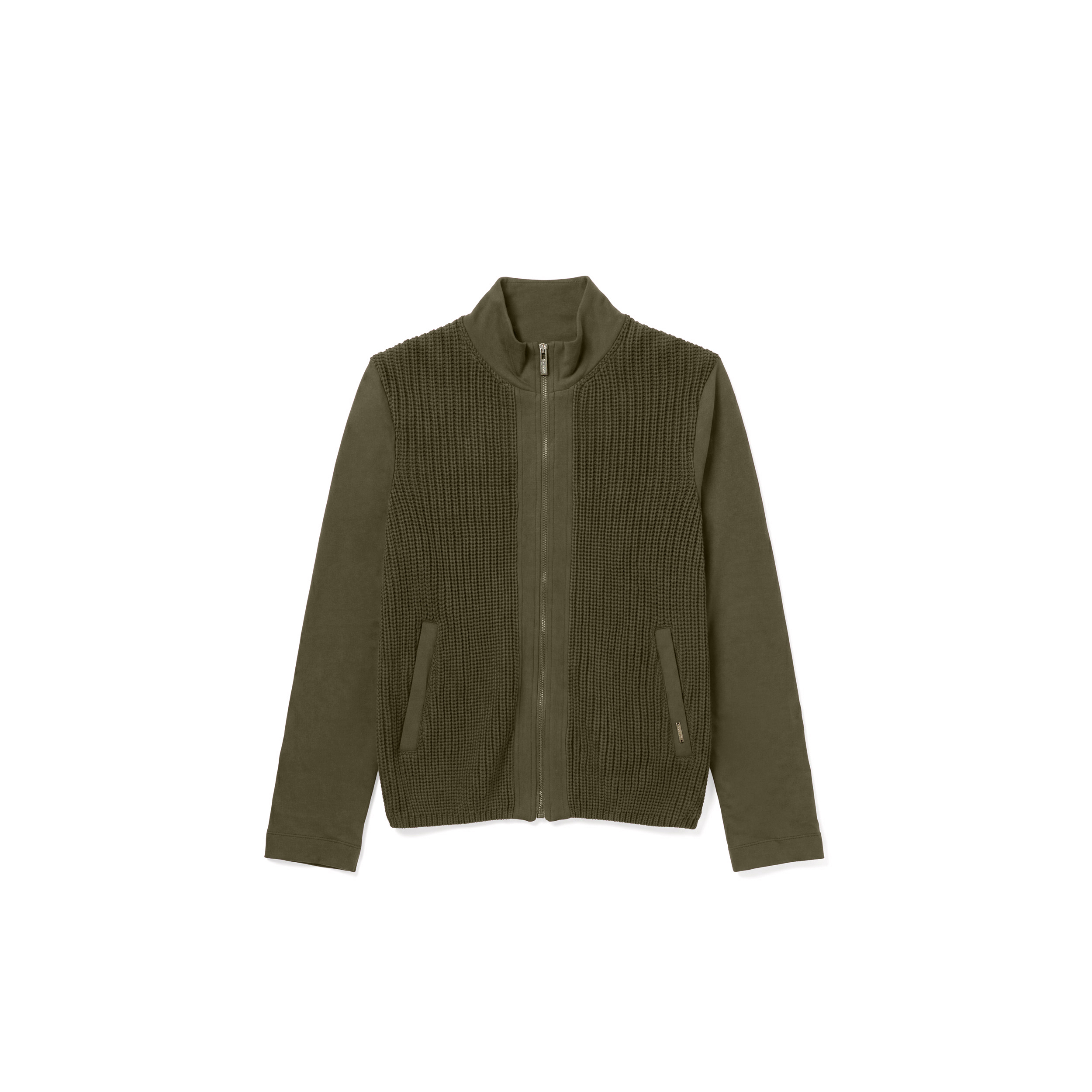 Felpa slim donna in tricot a coste con collo a lupetto