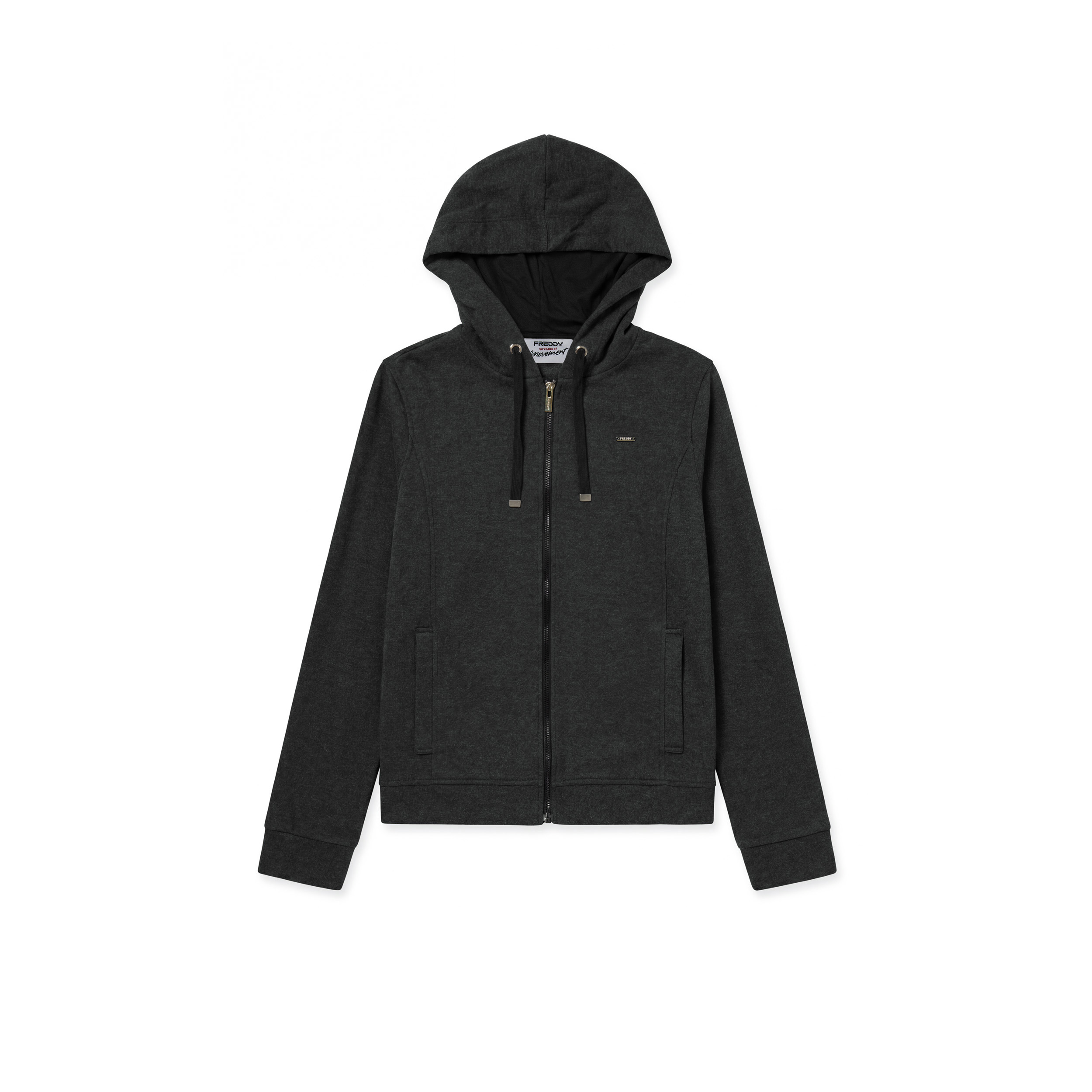 Felpa donna con cappuccio e full zip effetto tricot