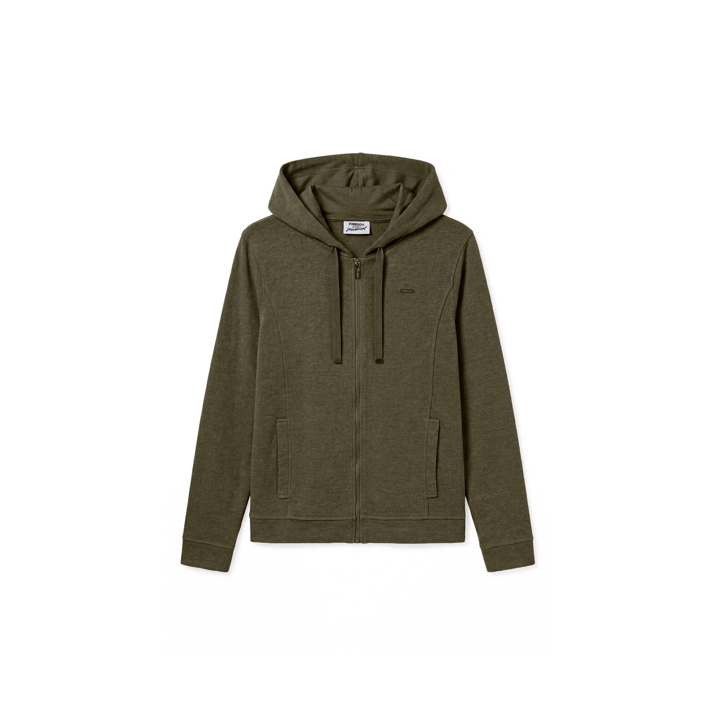 Felpa donna con cappuccio e full zip effetto tricot