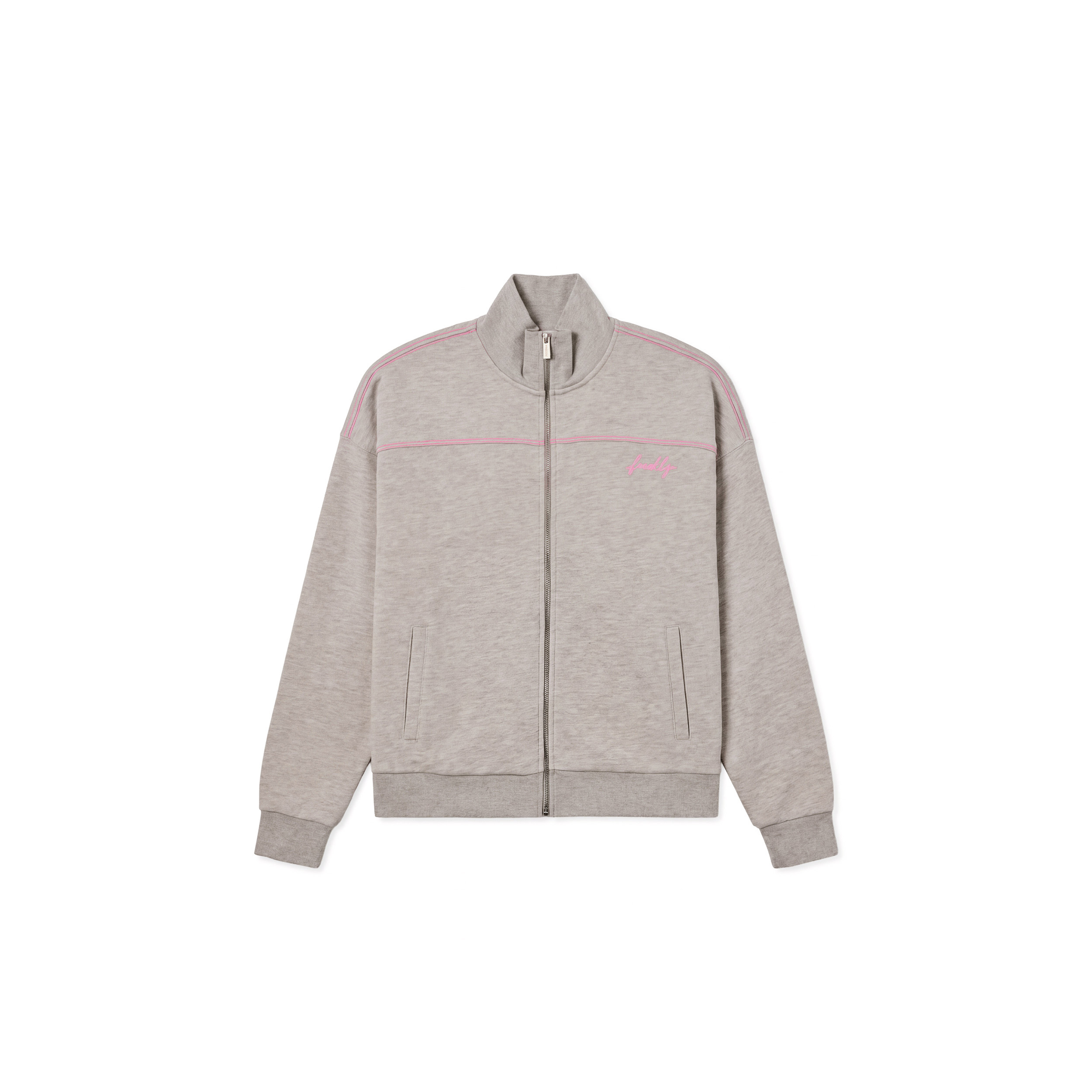 Felpa Comfort Mélange con Zip e Collo Alto da Donna