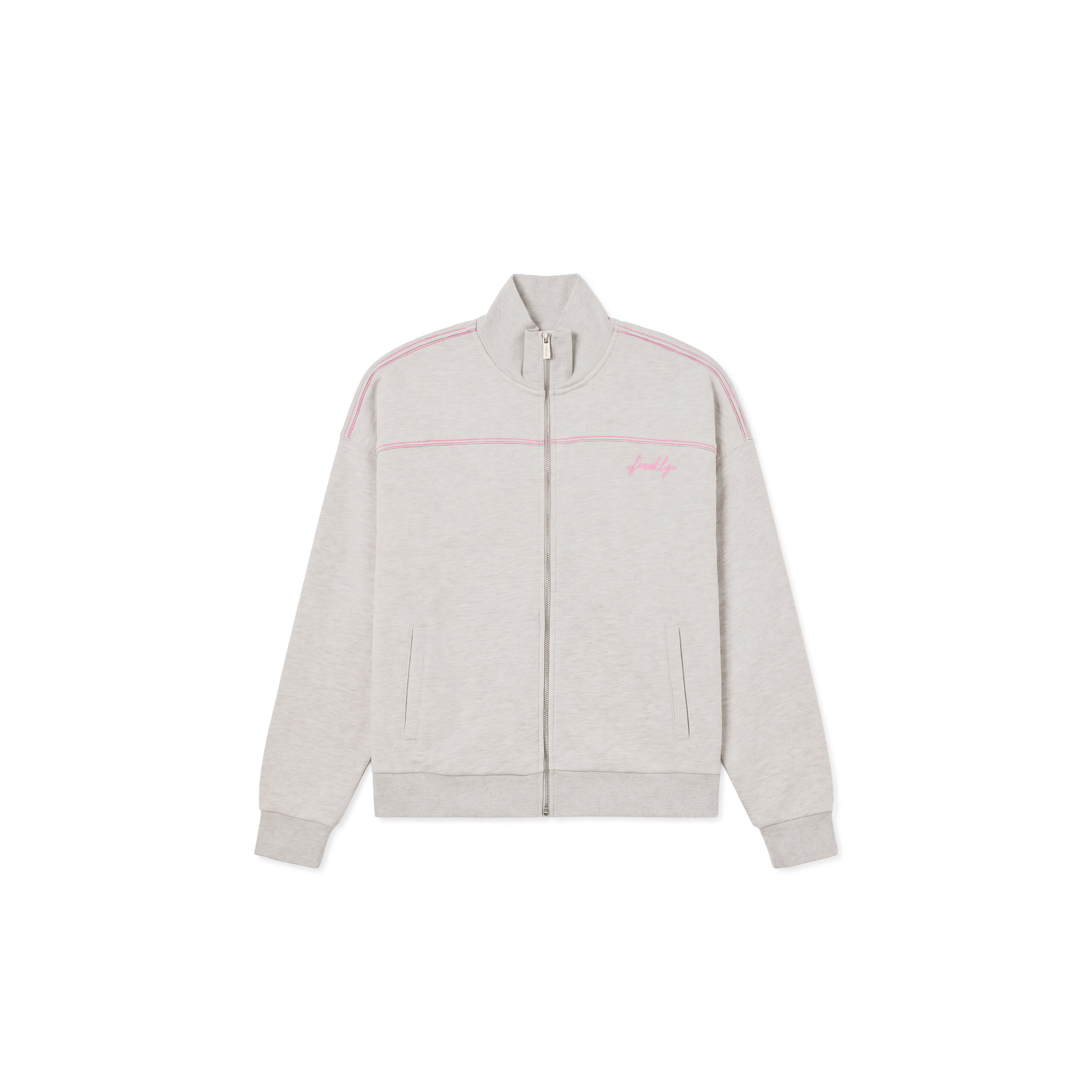 Felpa Comfort Mélange con Zip e Collo Alto da Donna