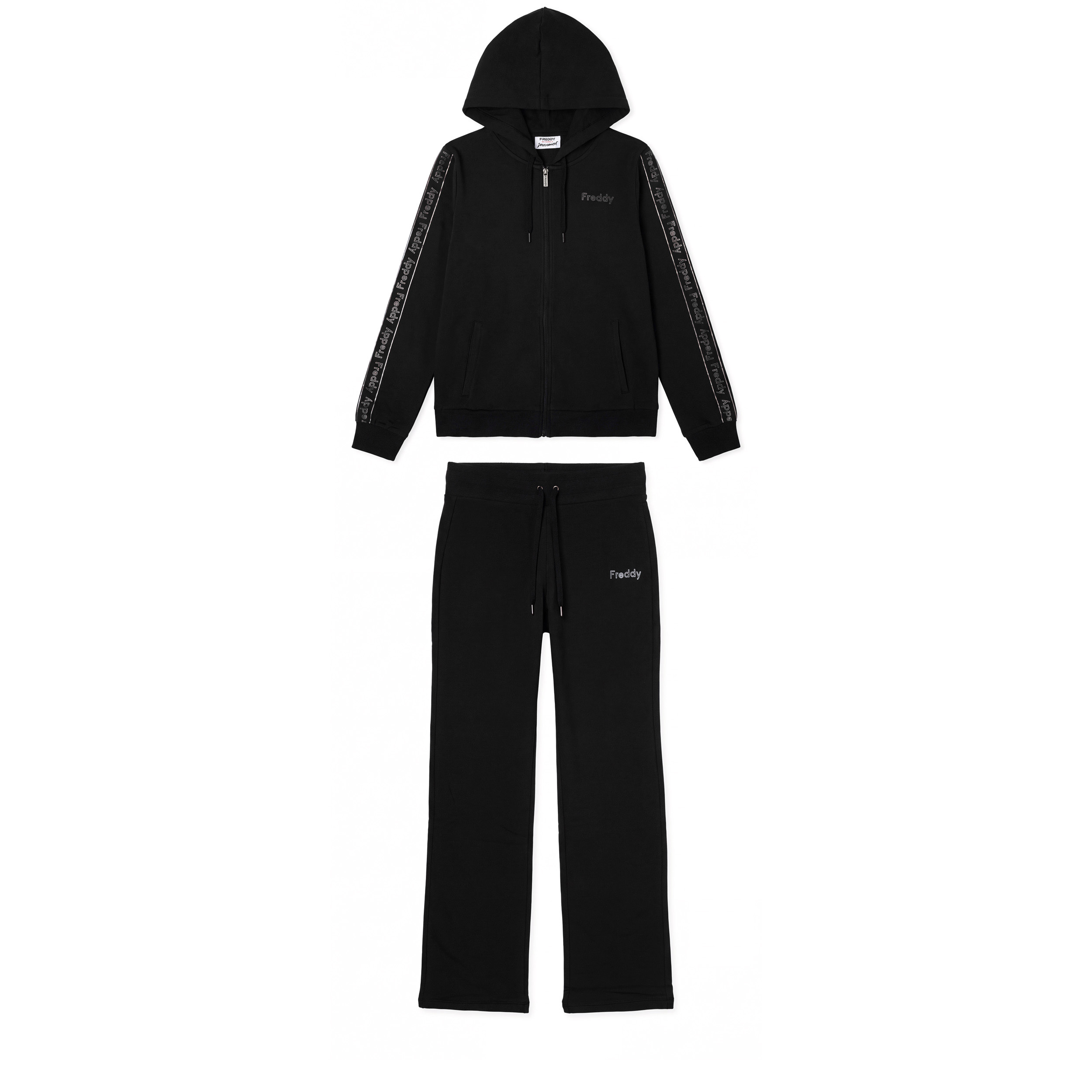 Tuta Sportiva Donna con Zip, Cappuccio e Bande Logo