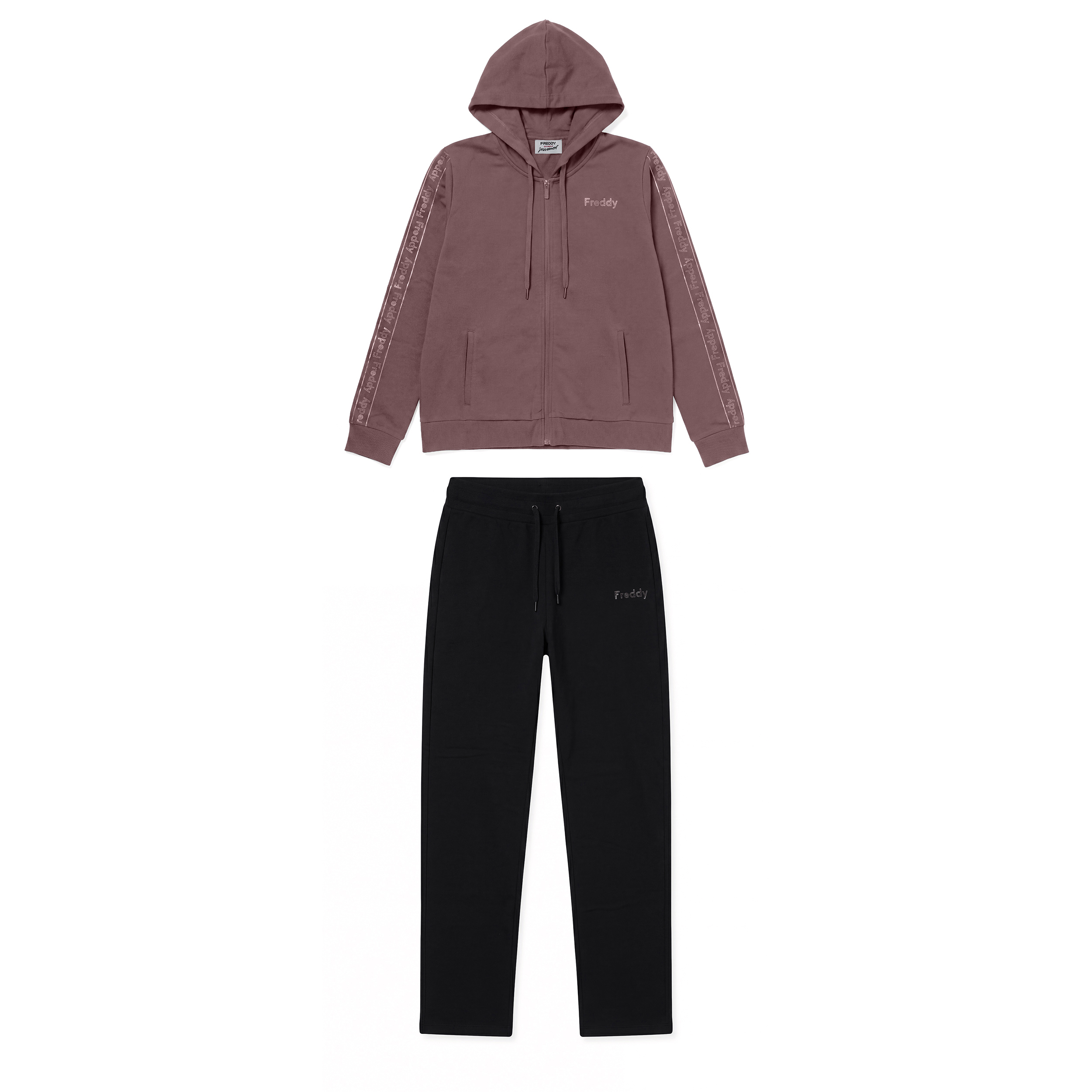 Tuta Sportiva Donna con Zip, Cappuccio e Bande Logo