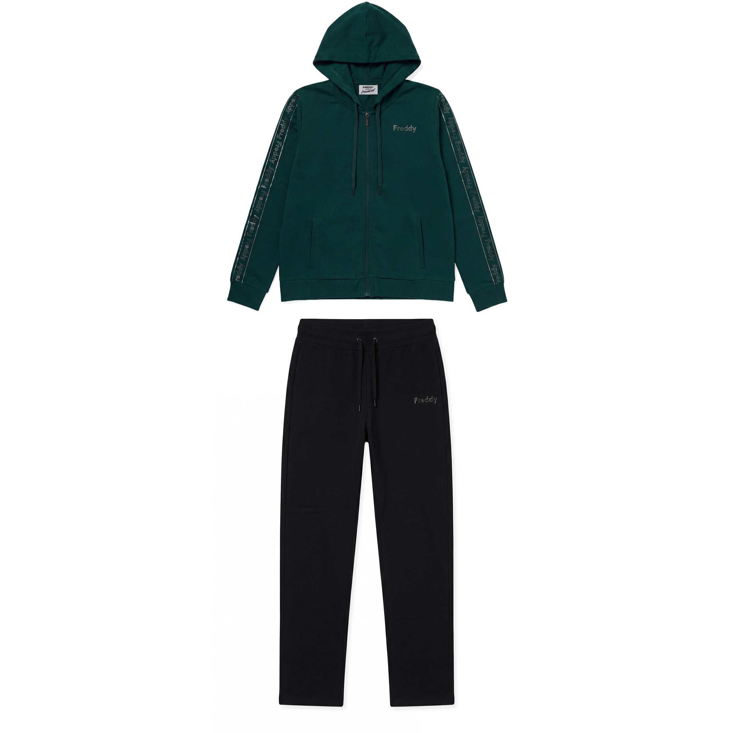 Tuta Sportiva Donna con Zip, Cappuccio e Bande Logo