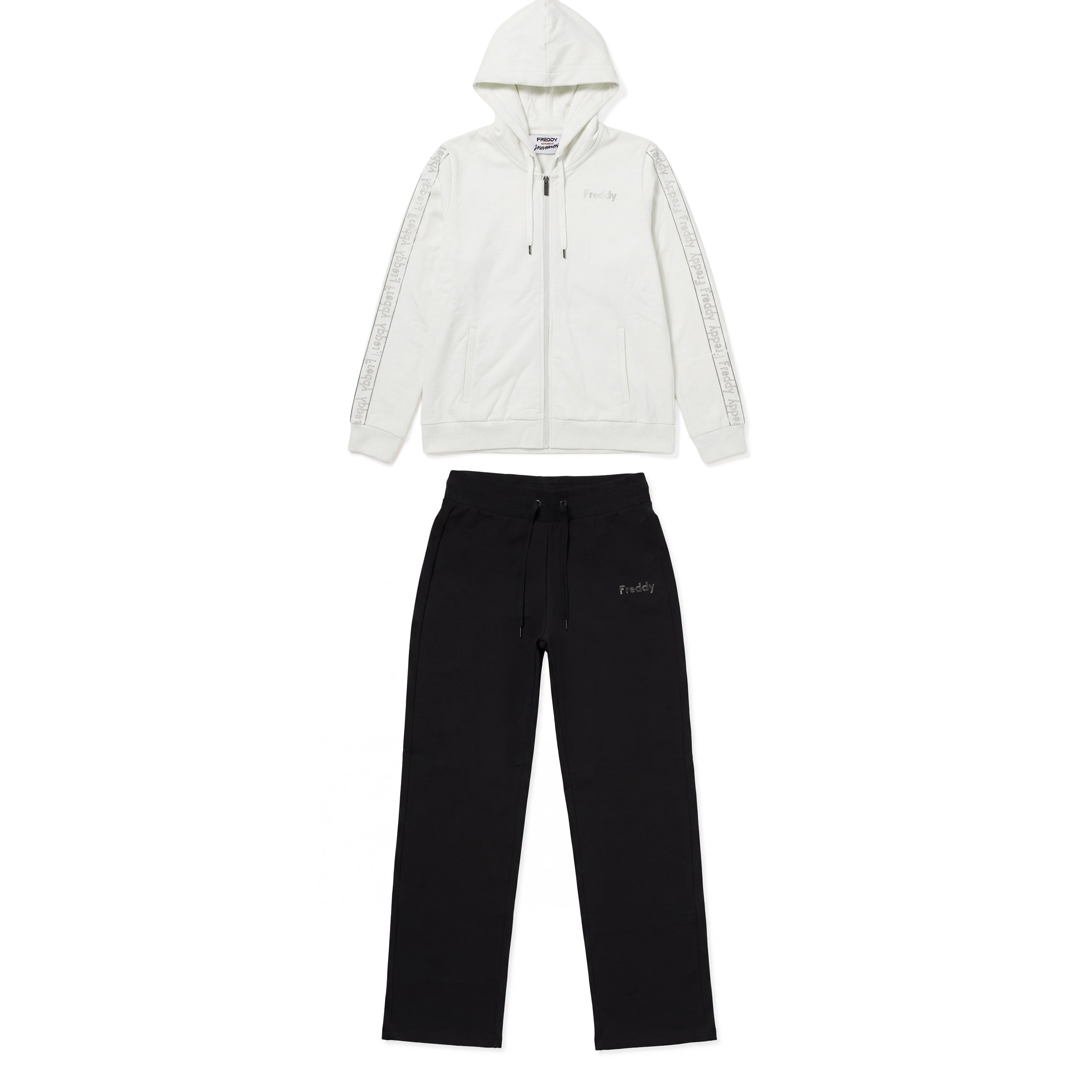 Tuta Sportiva Donna con Zip, Cappuccio e Bande Logo