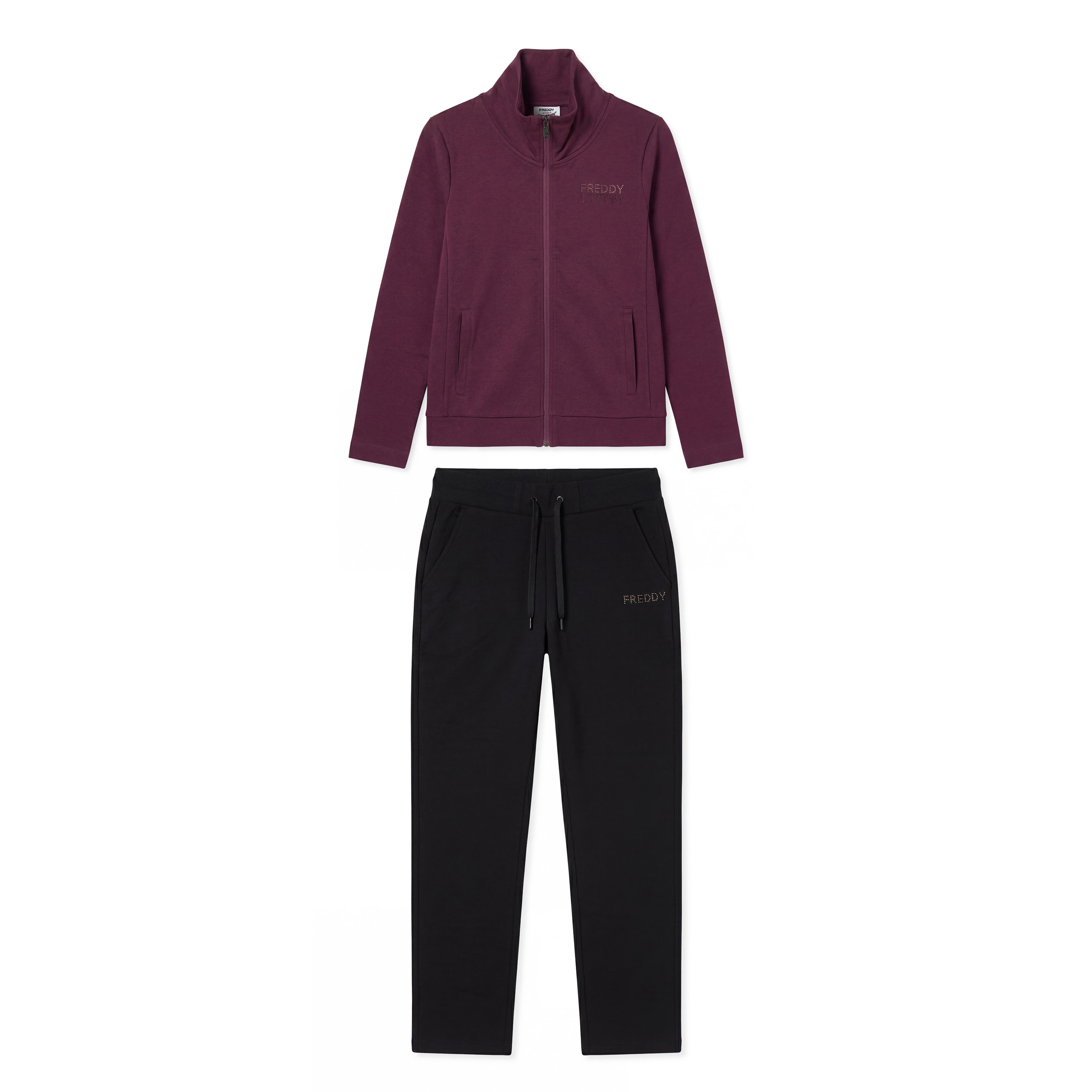 Tuta Sportiva Donna con Zip, Collo Alto e Dettagli in Strass