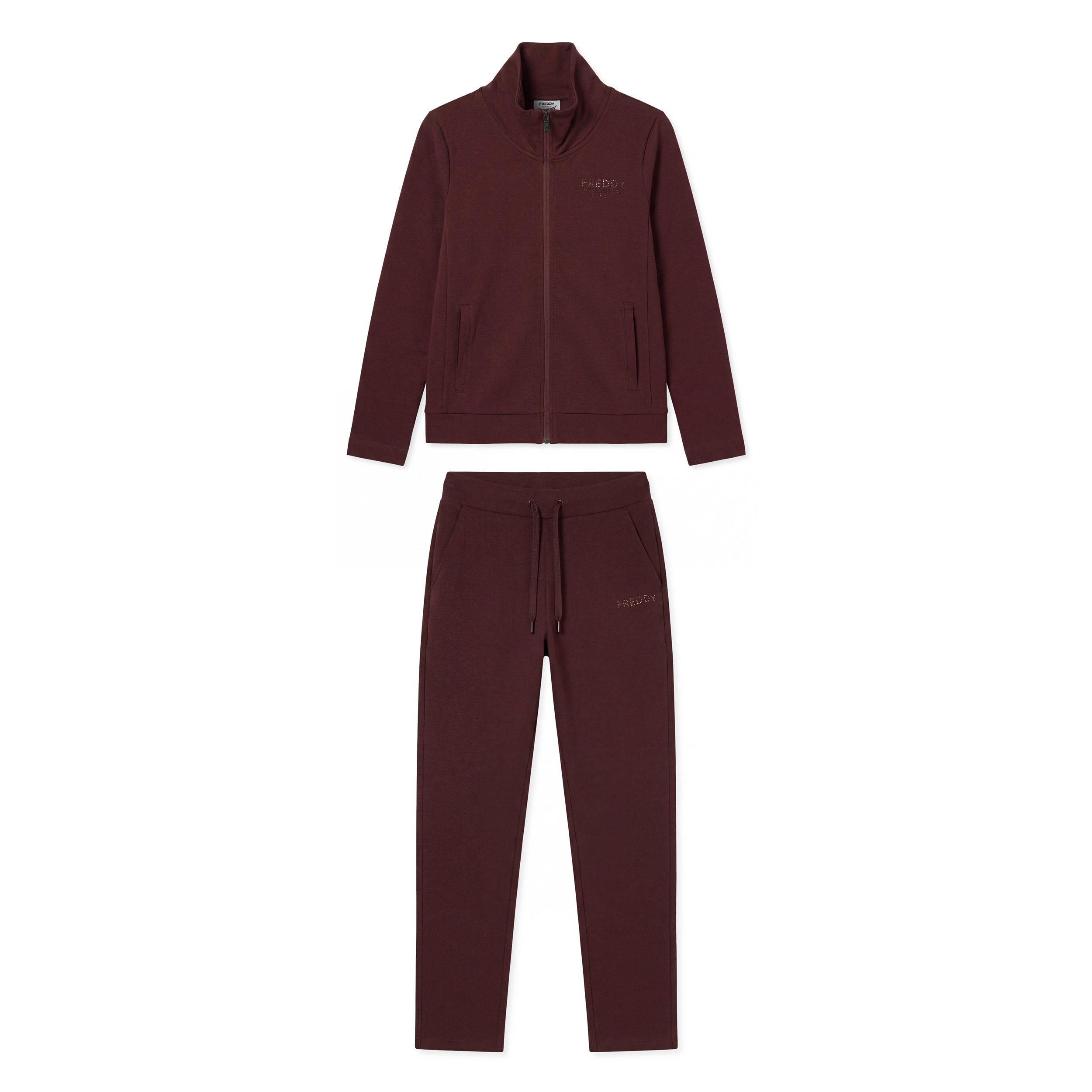 Tuta Sportiva Donna con Zip, Collo Alto e Dettagli in Strass