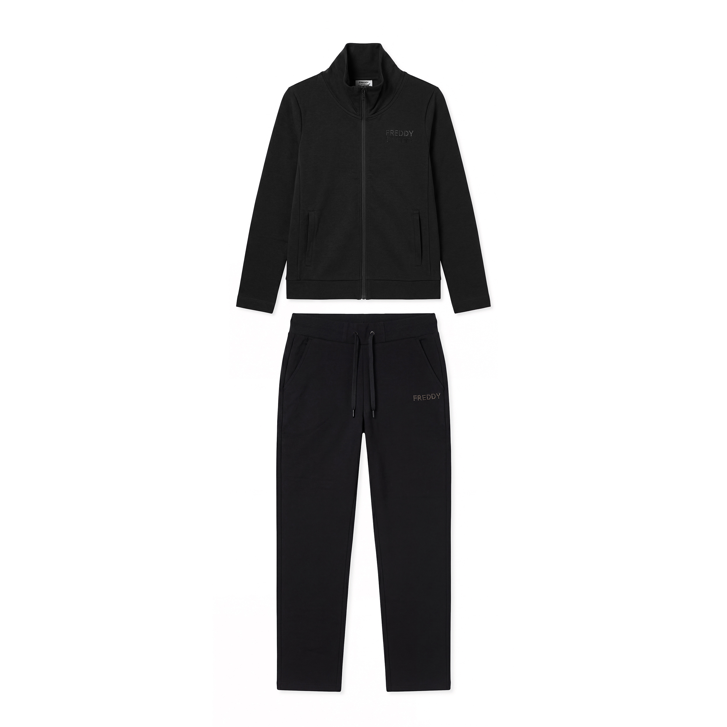 Tuta Sportiva Donna con Zip, Collo Alto e Dettagli in Strass