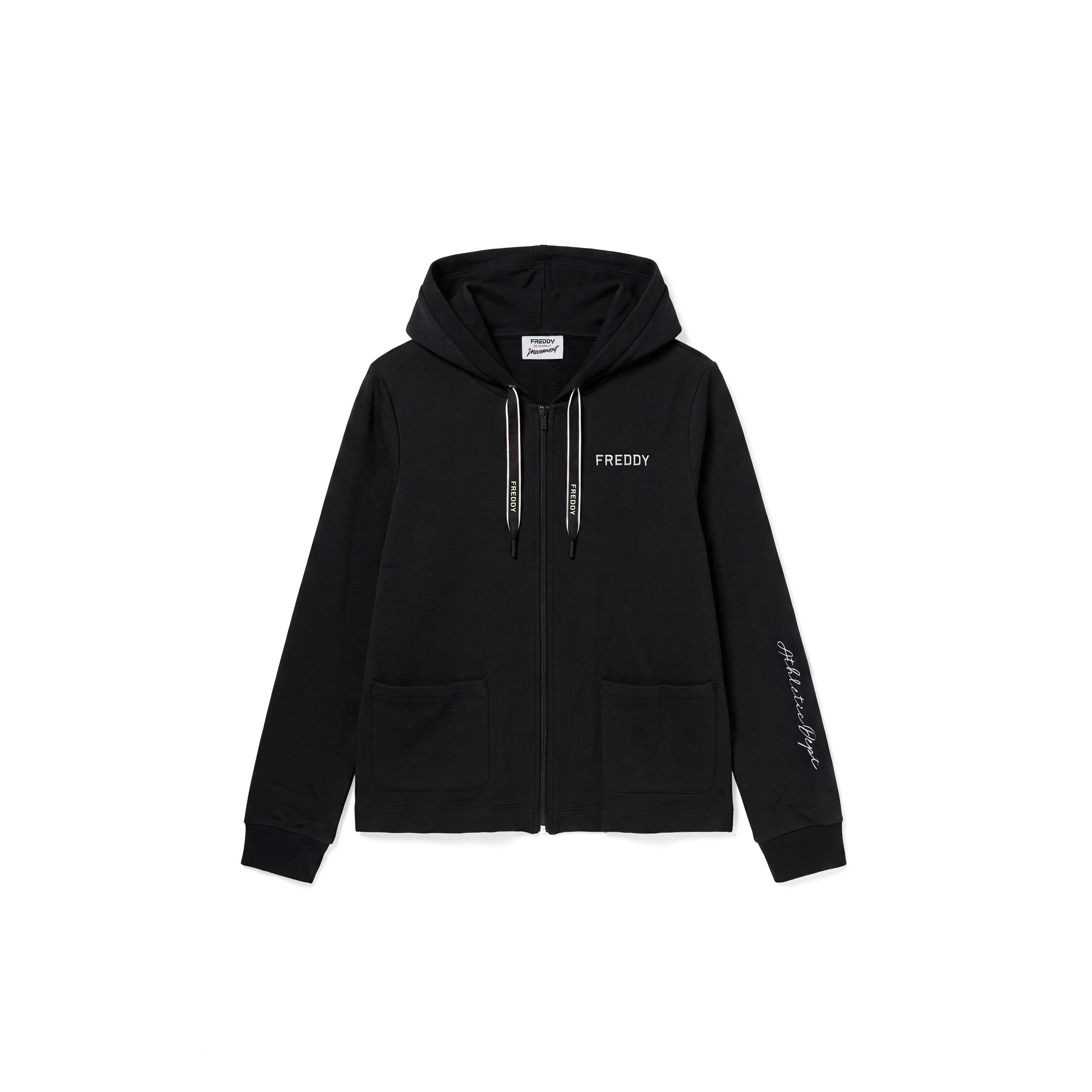 Felpa donna zip e cappuccio con tasche applicate