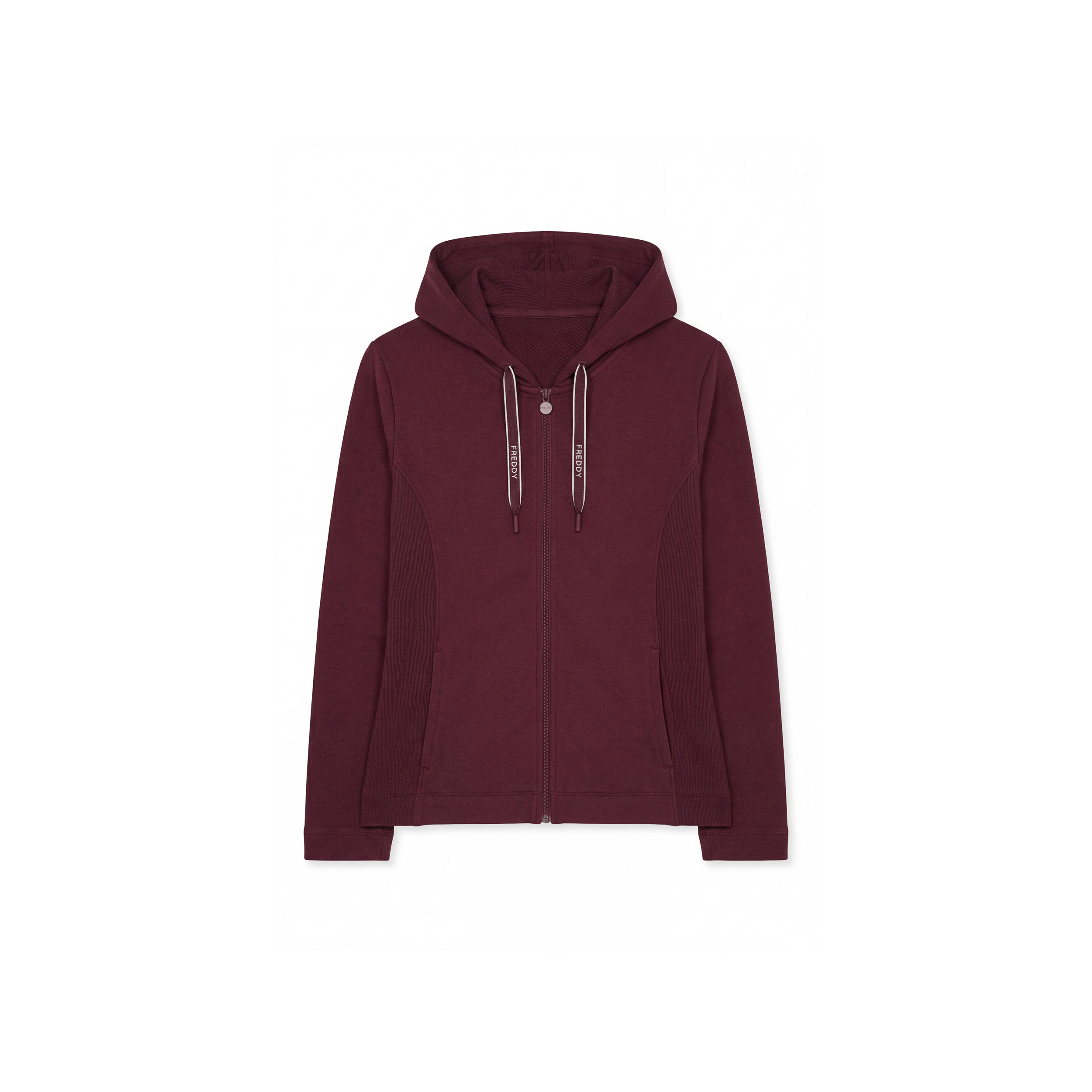 Felpa slim full-zip con inserti e cappuccio in costina