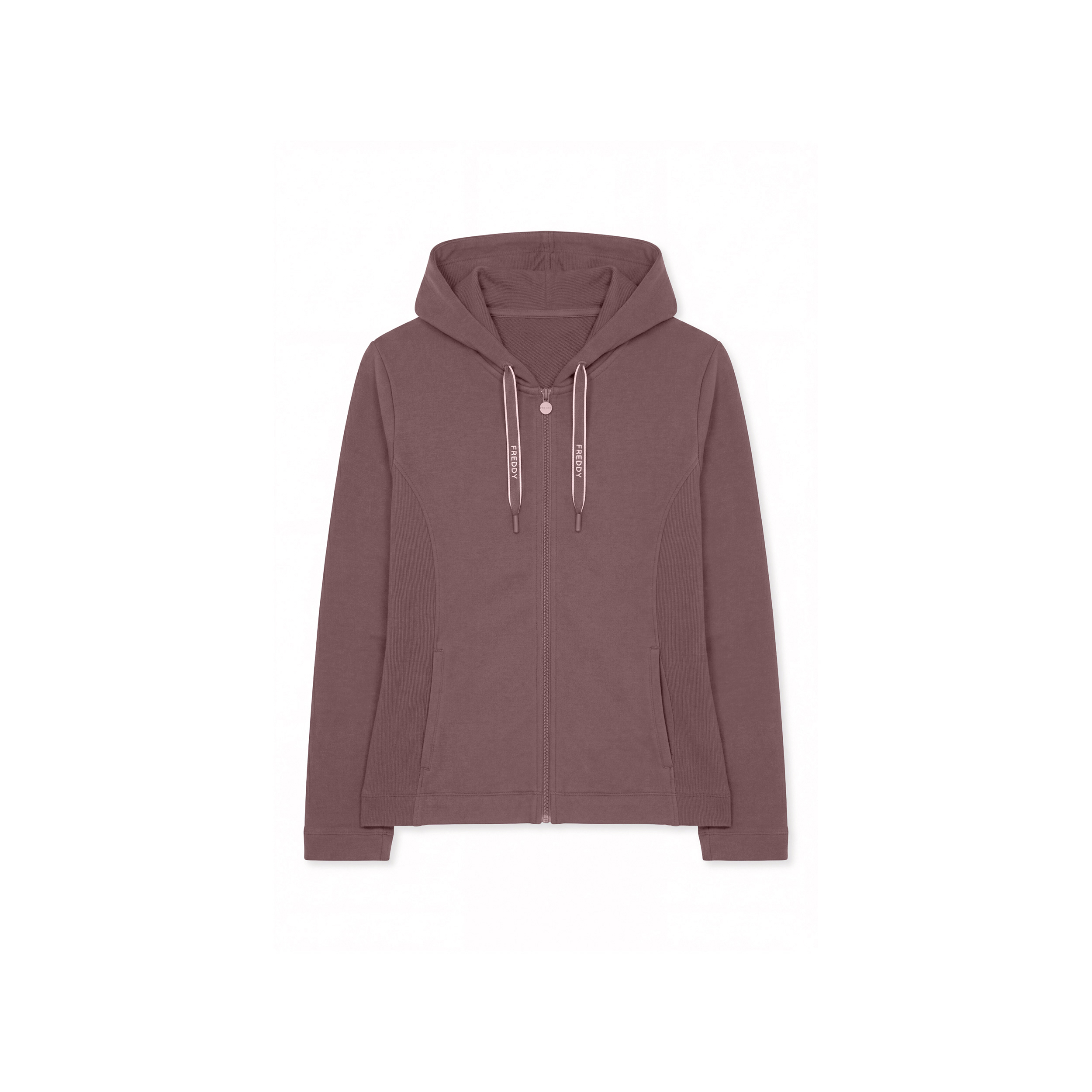 Felpa slim full-zip con inserti e cappuccio in costina