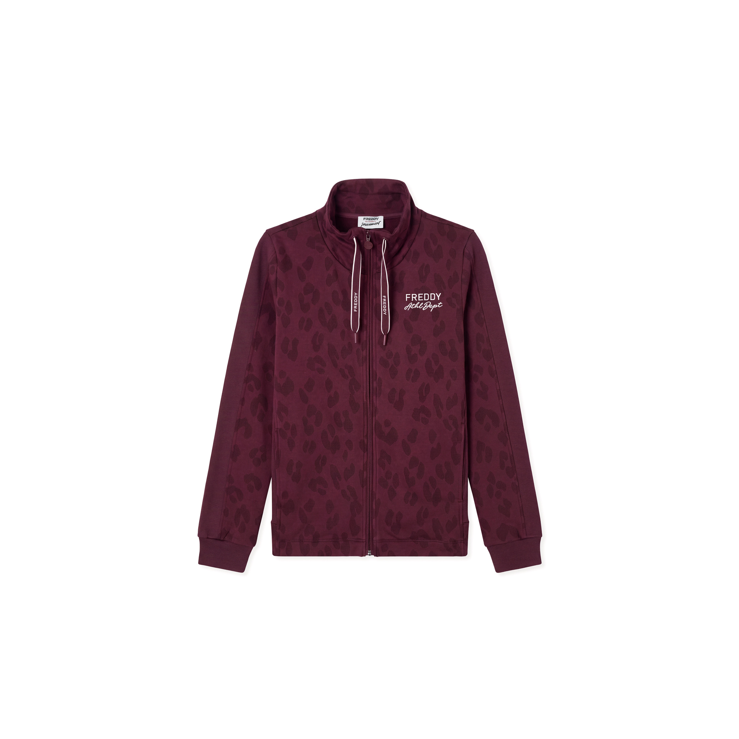 Felpa donna stampa leopardata chiusura zip e collo alto