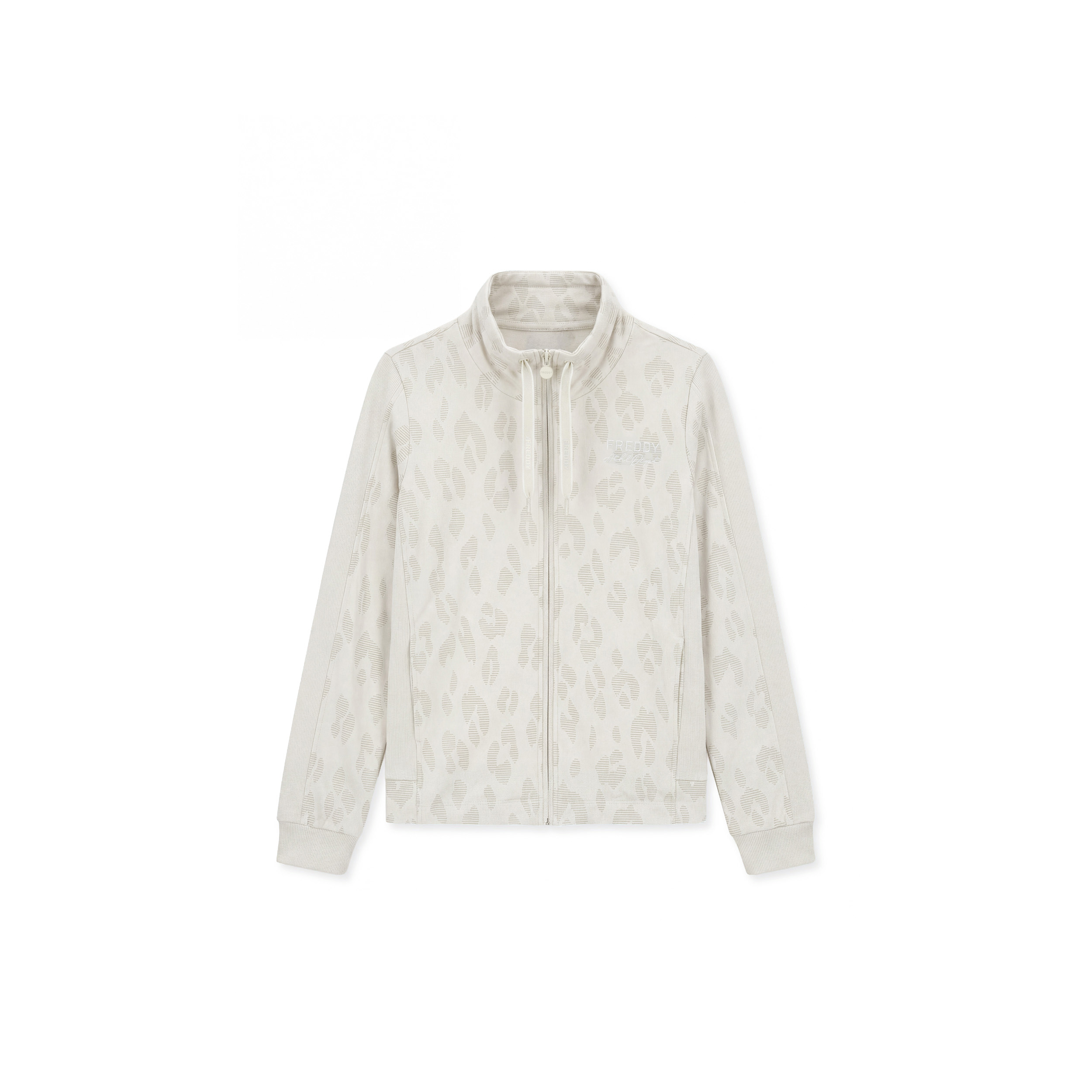 Felpa donna stampa leopardata chiusura zip e collo alto