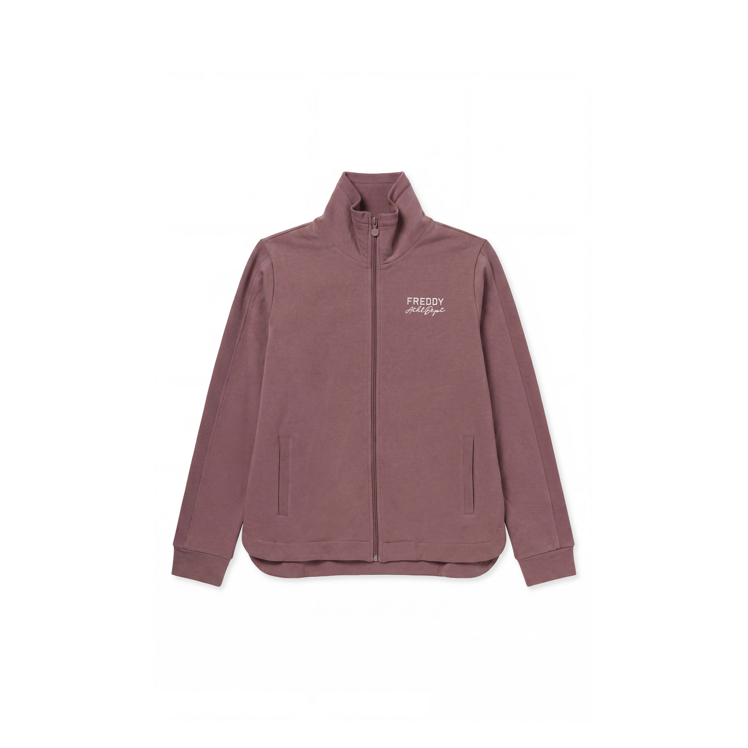 Felpa donna fondo asimmetrico con zip e collo alto