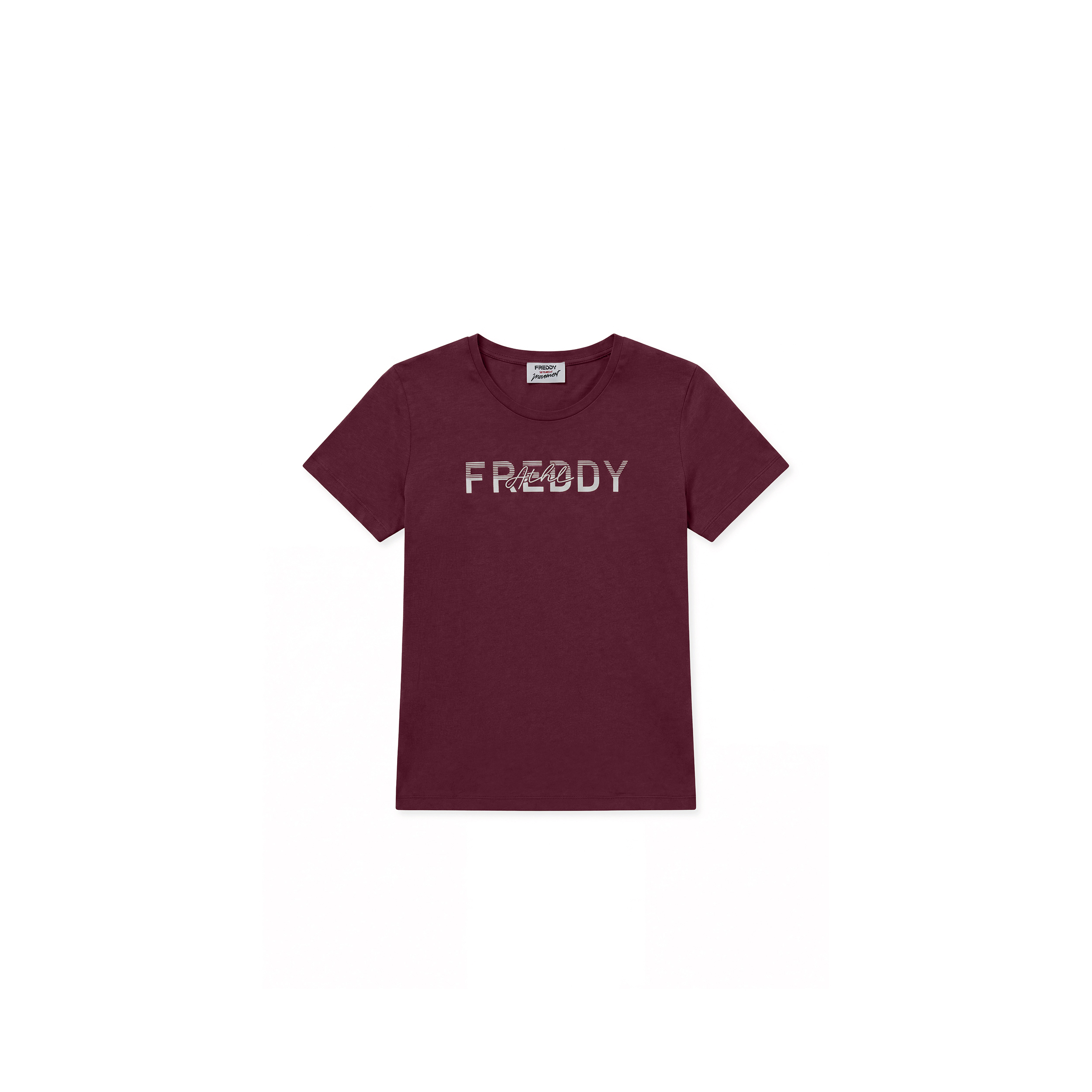 T-shirt Donna Girocollo in Cotone con Grafica Micro Righe
