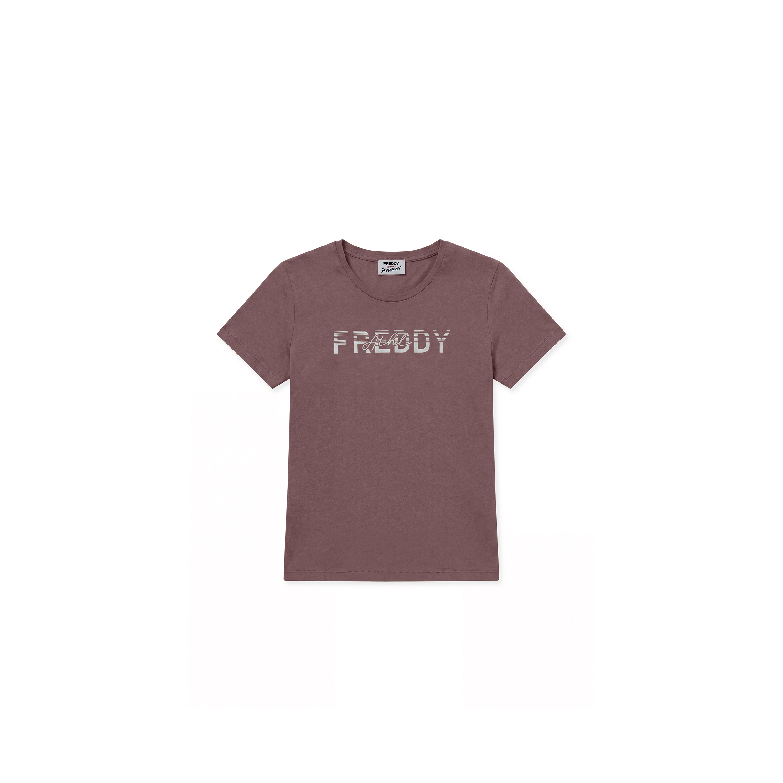T-shirt Donna Girocollo in Cotone con Grafica Micro Righe