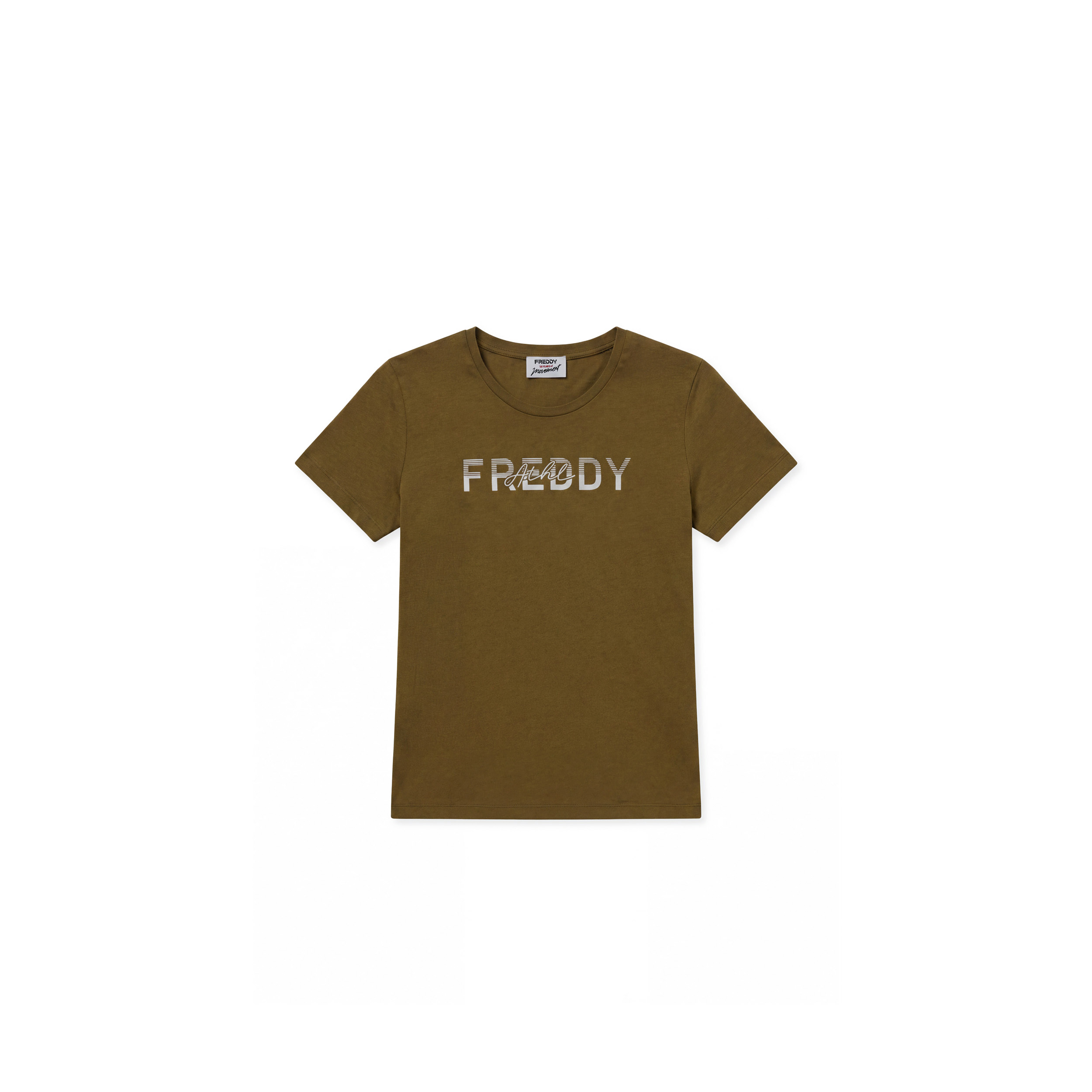 T-shirt Donna Girocollo in Cotone con Grafica Micro Righe