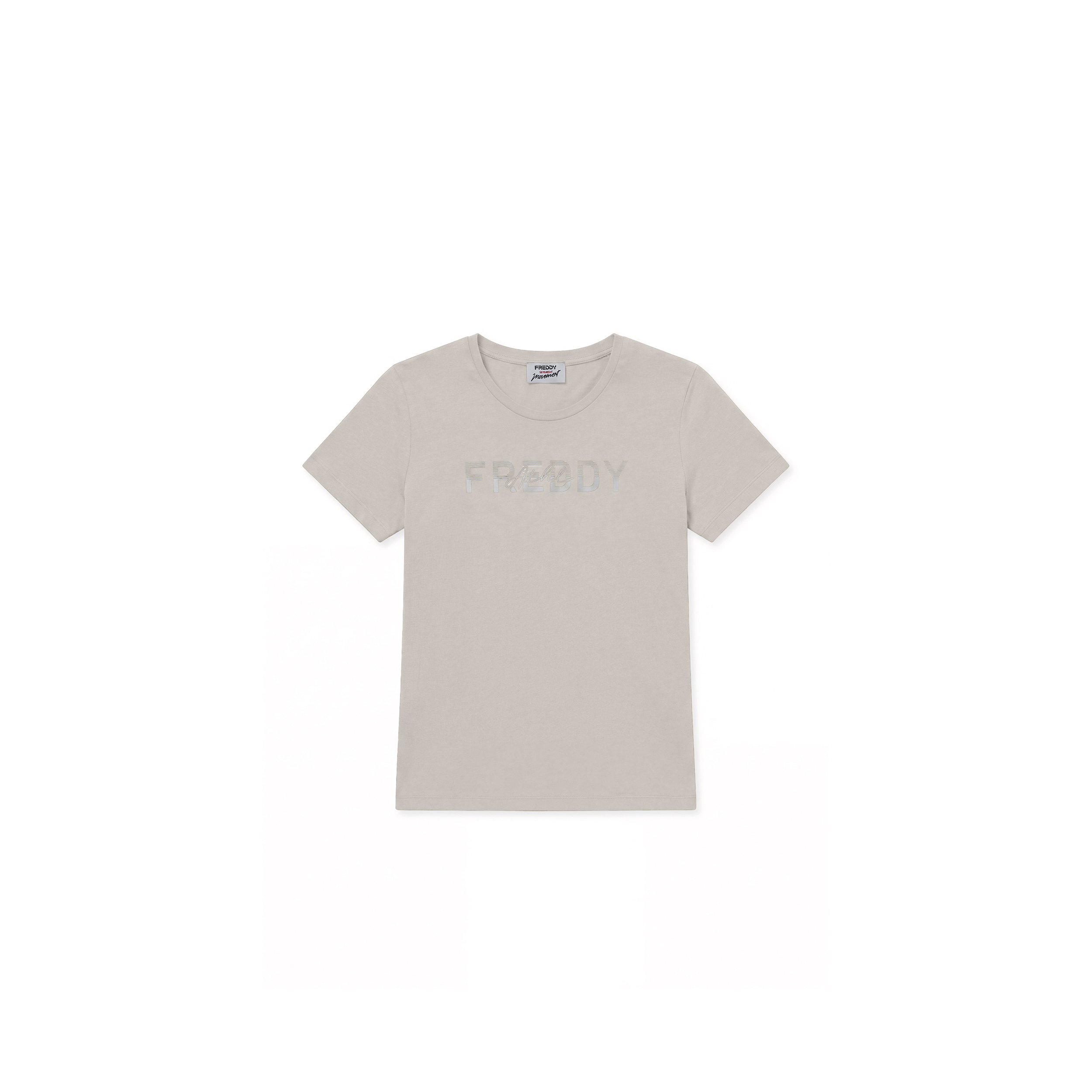 T-shirt Donna Girocollo in Cotone con Grafica Micro Righe