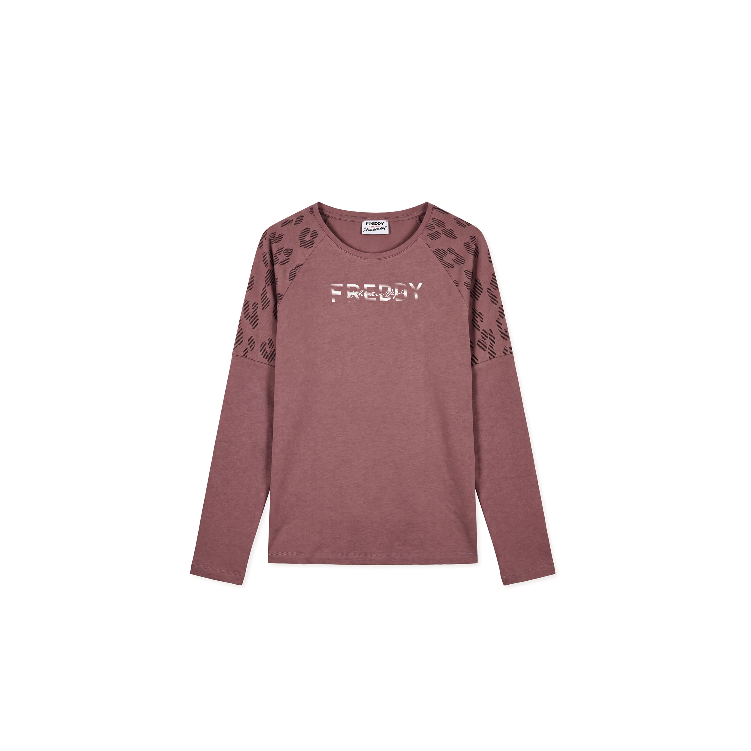 T-shirt Donna Manica Lunga Inserti Leopardati