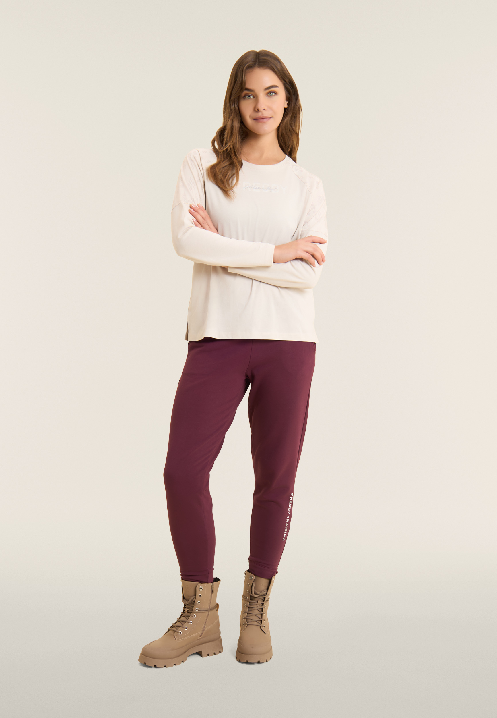 T-shirt Donna Manica Lunga Inserti Leopardati