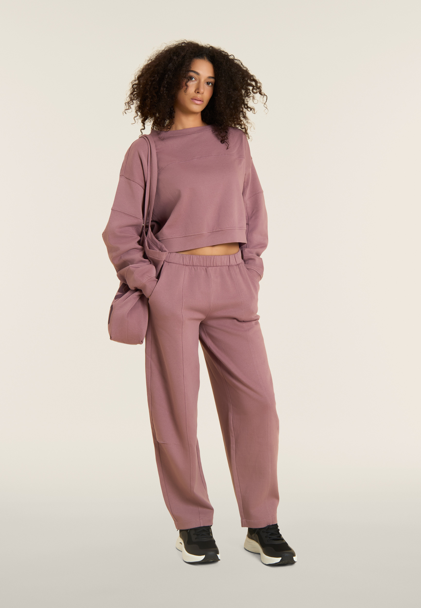 Felpa Girocollo Comfort Cropped Donna Effetto Delavé