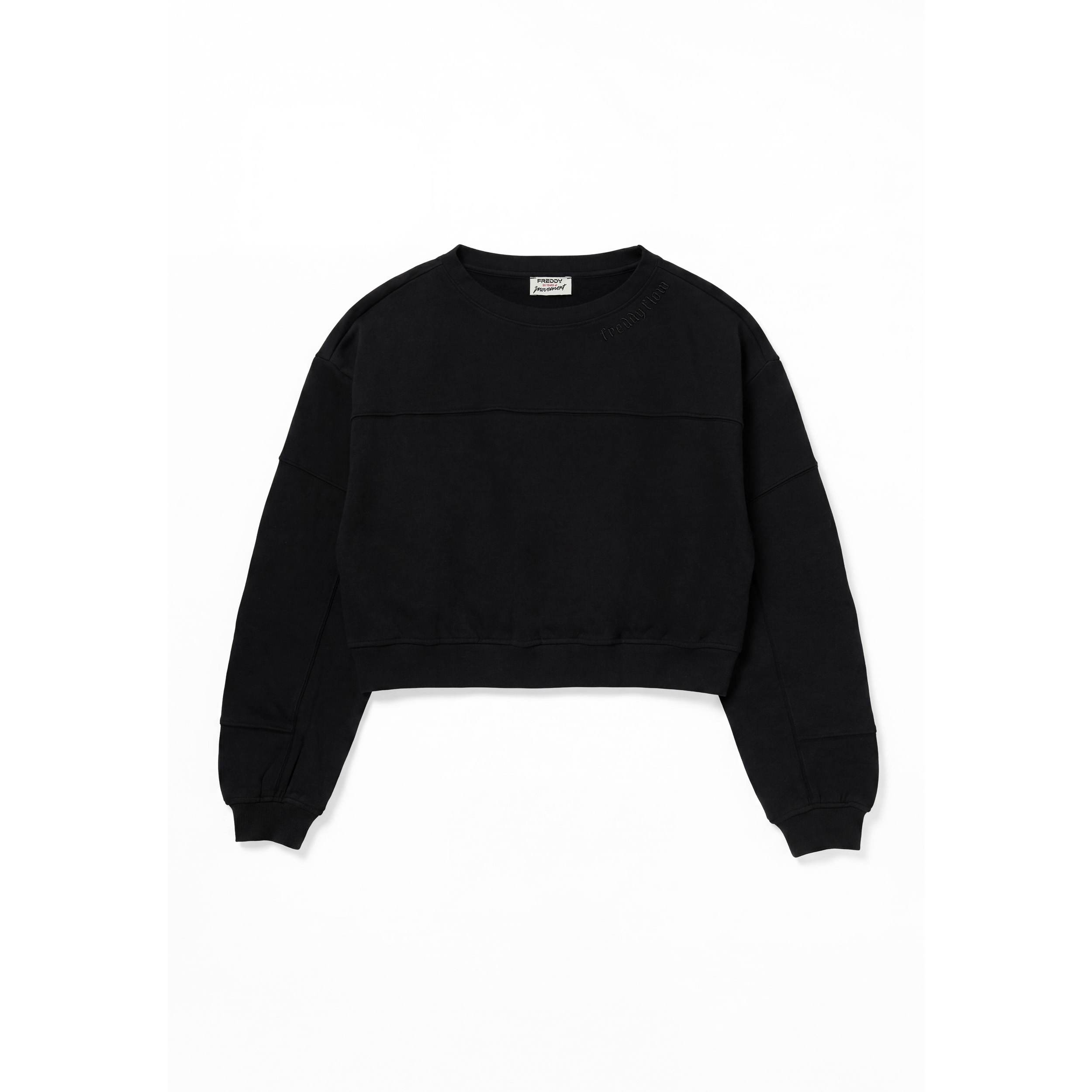 Felpa Girocollo Comfort Cropped Donna Effetto Delavé