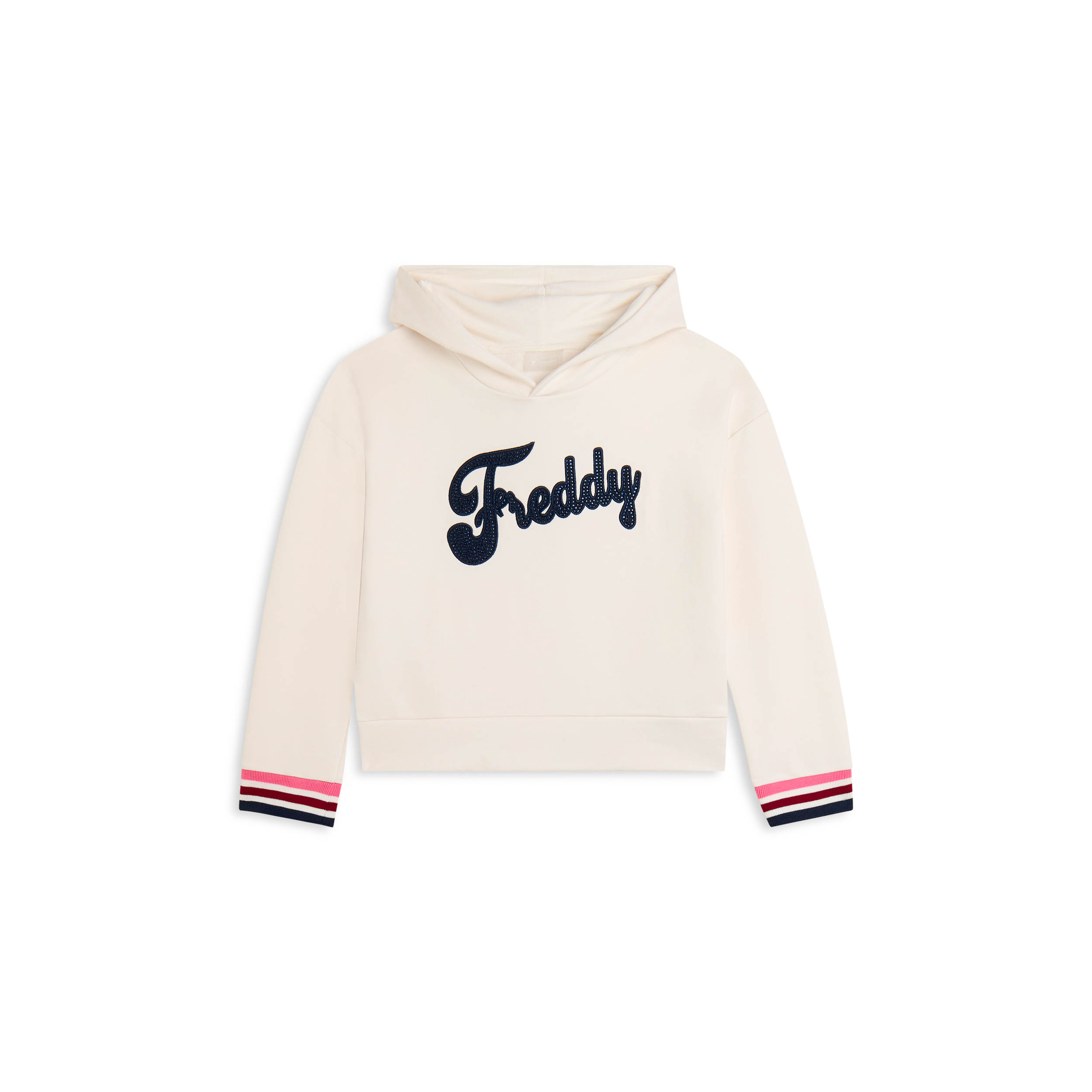 Felpa bambina con cappuccio e logo FREDDY con strass