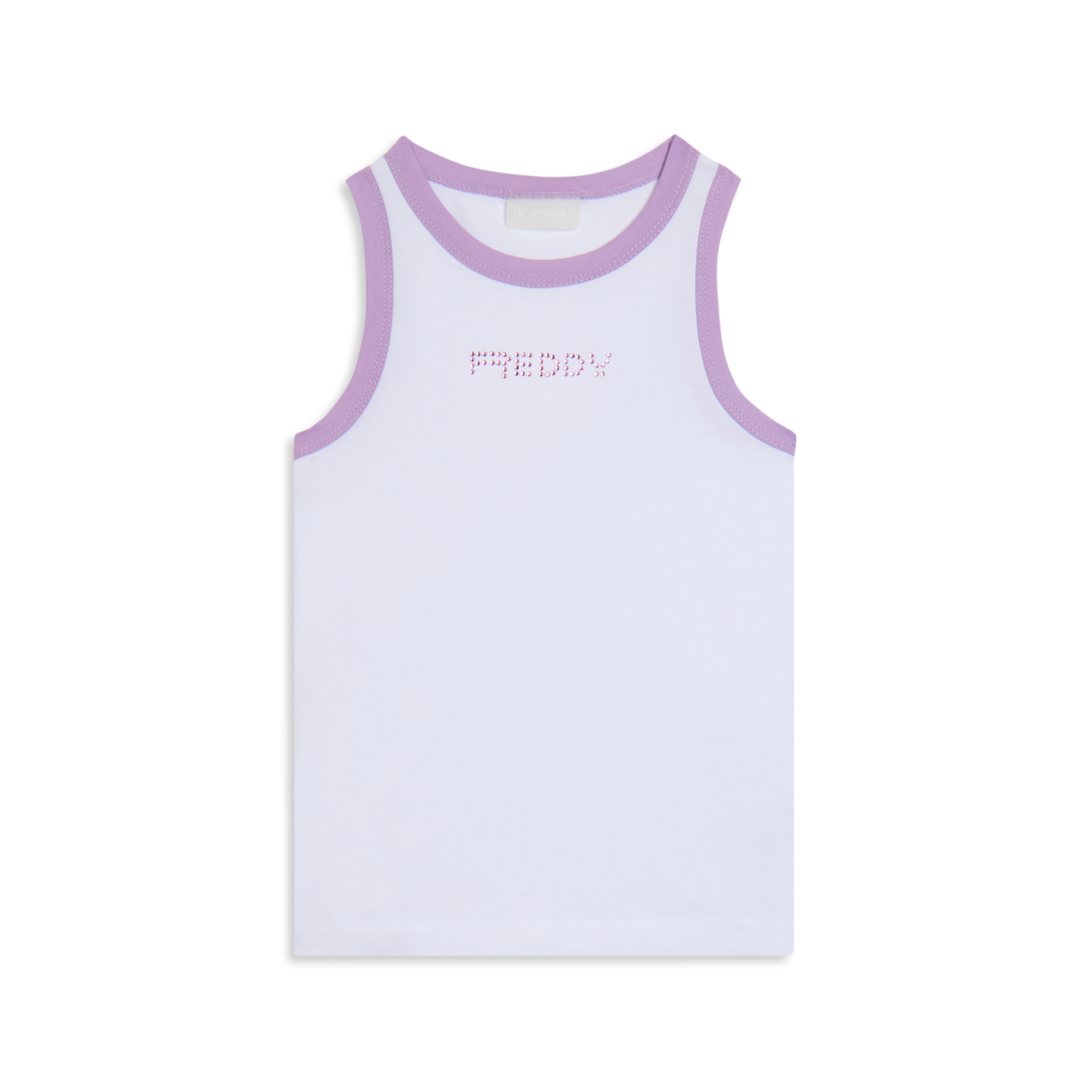 Canotta slim con cut-out posteriore e logo strass