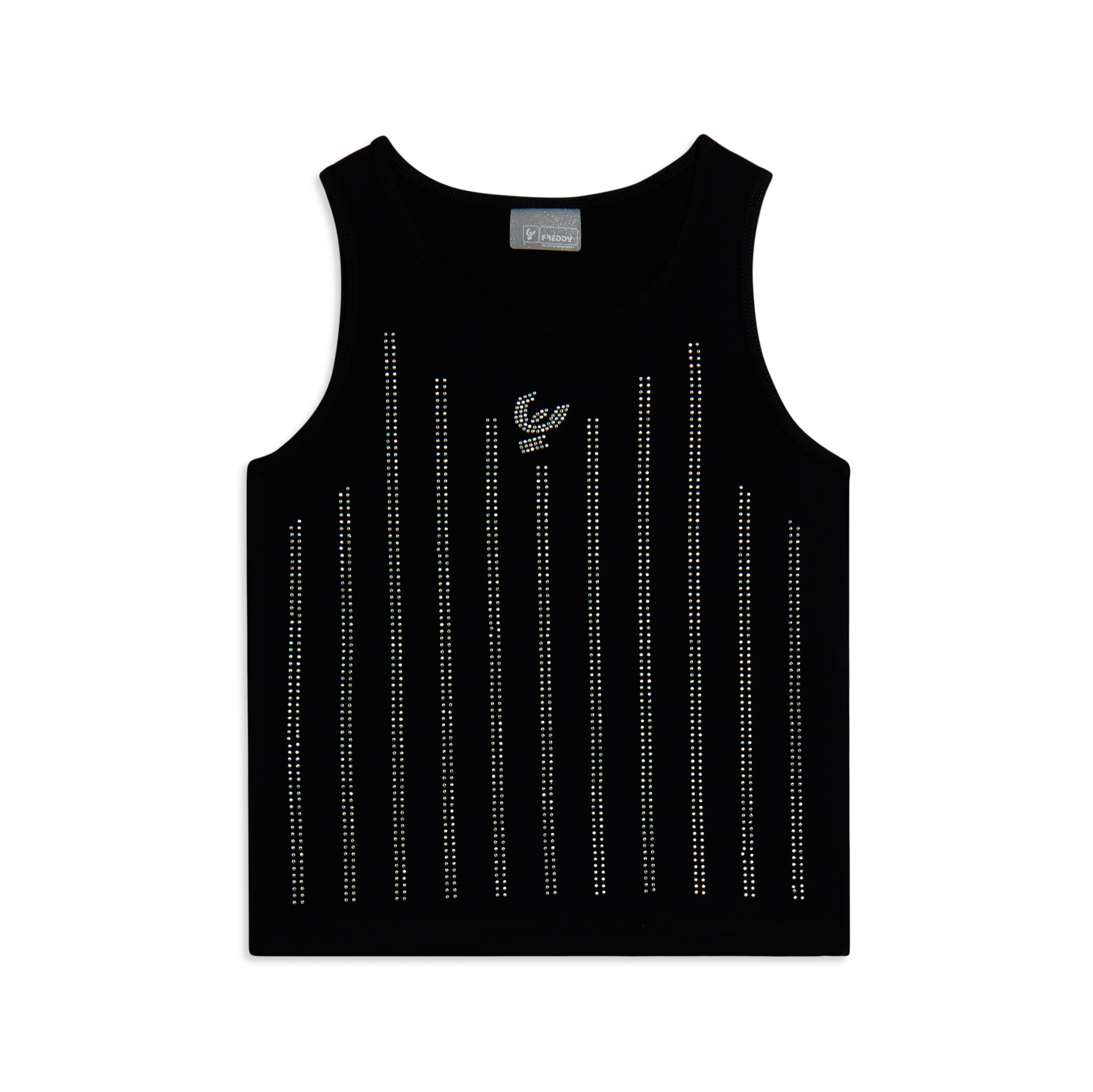 Canotta slim con righe in strass da bambina e ragazza