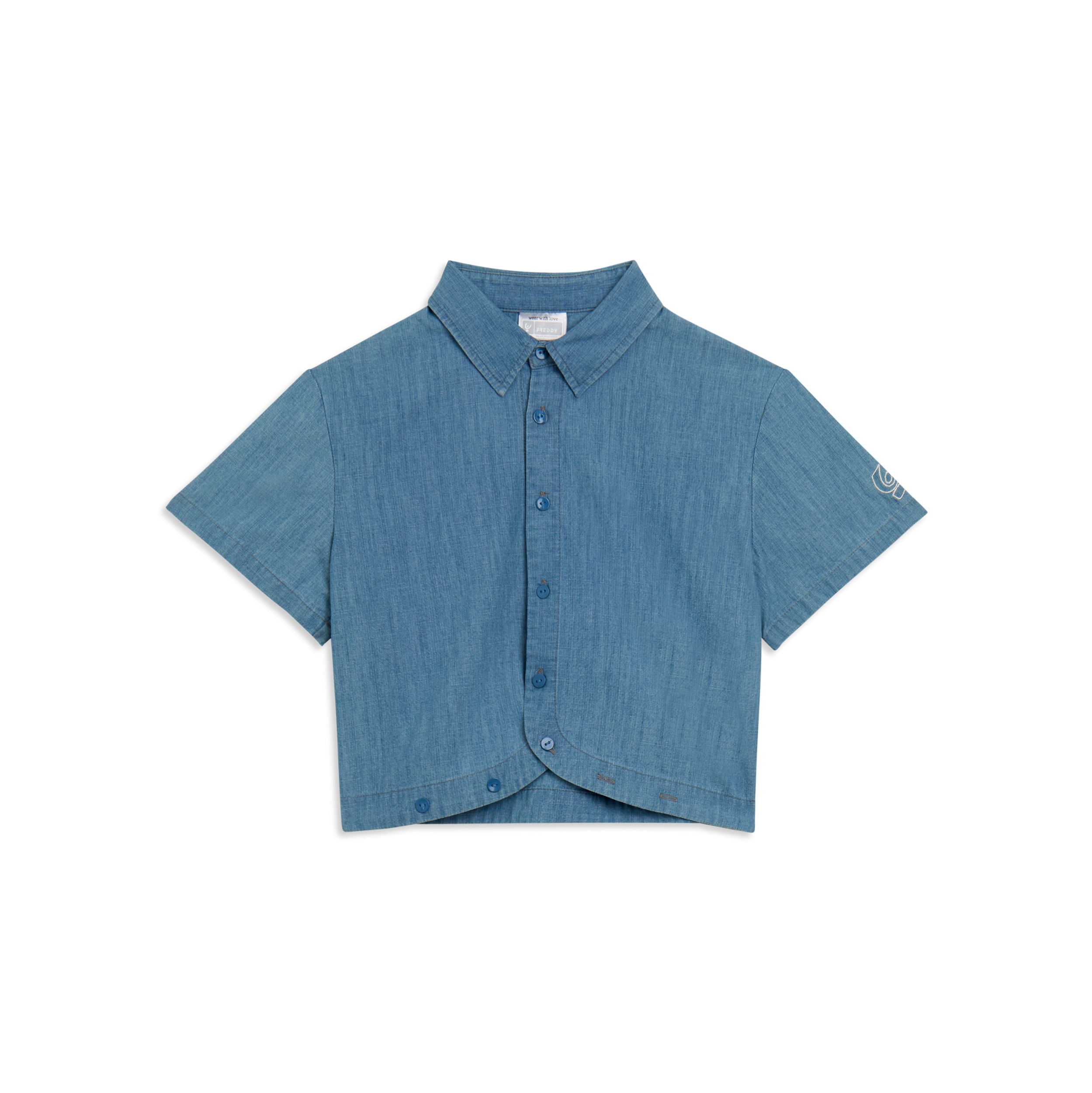 Camicia cropped in chambray denim da bambina e ragazza