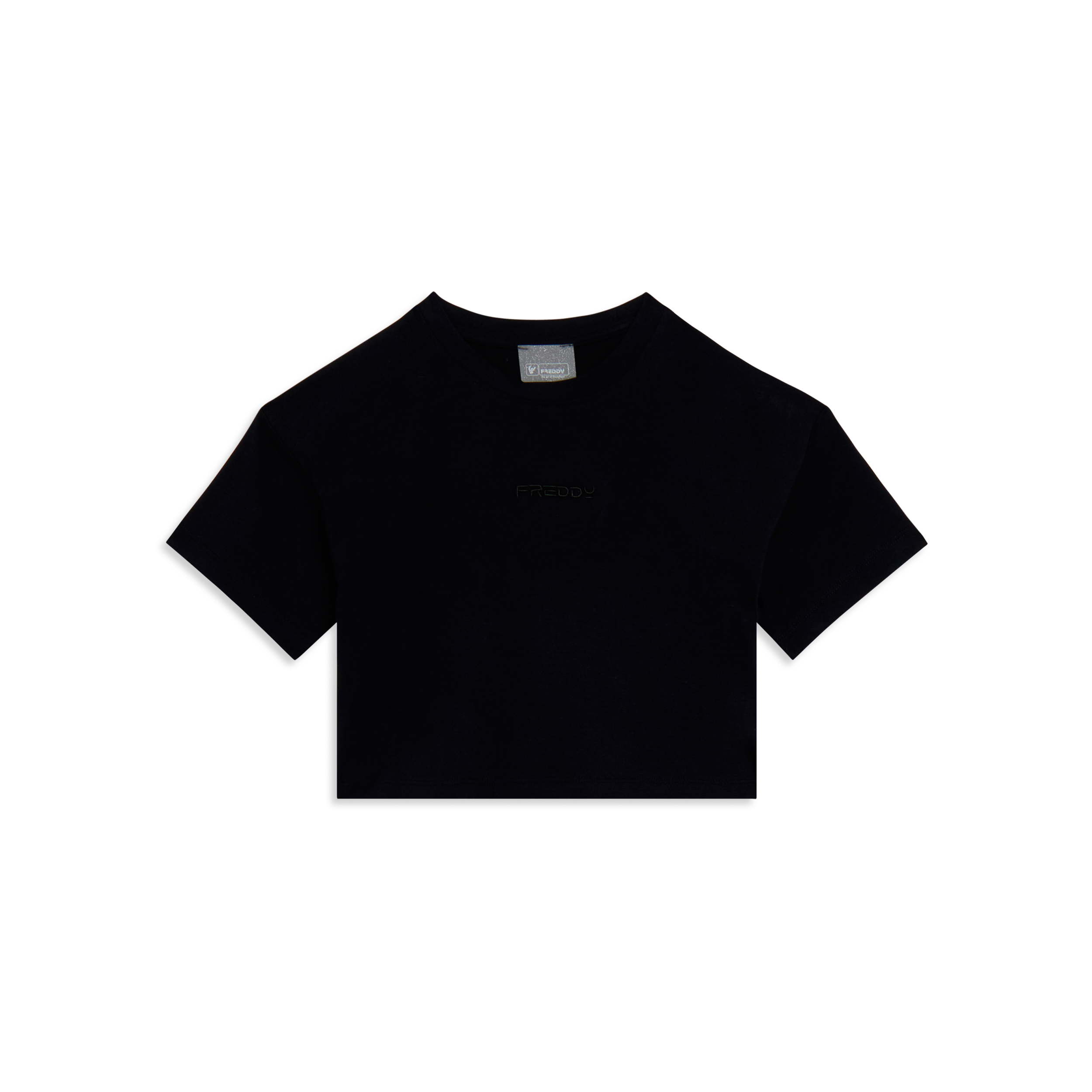 T-shirt cropped con logo ricamato da bambina e ragazza