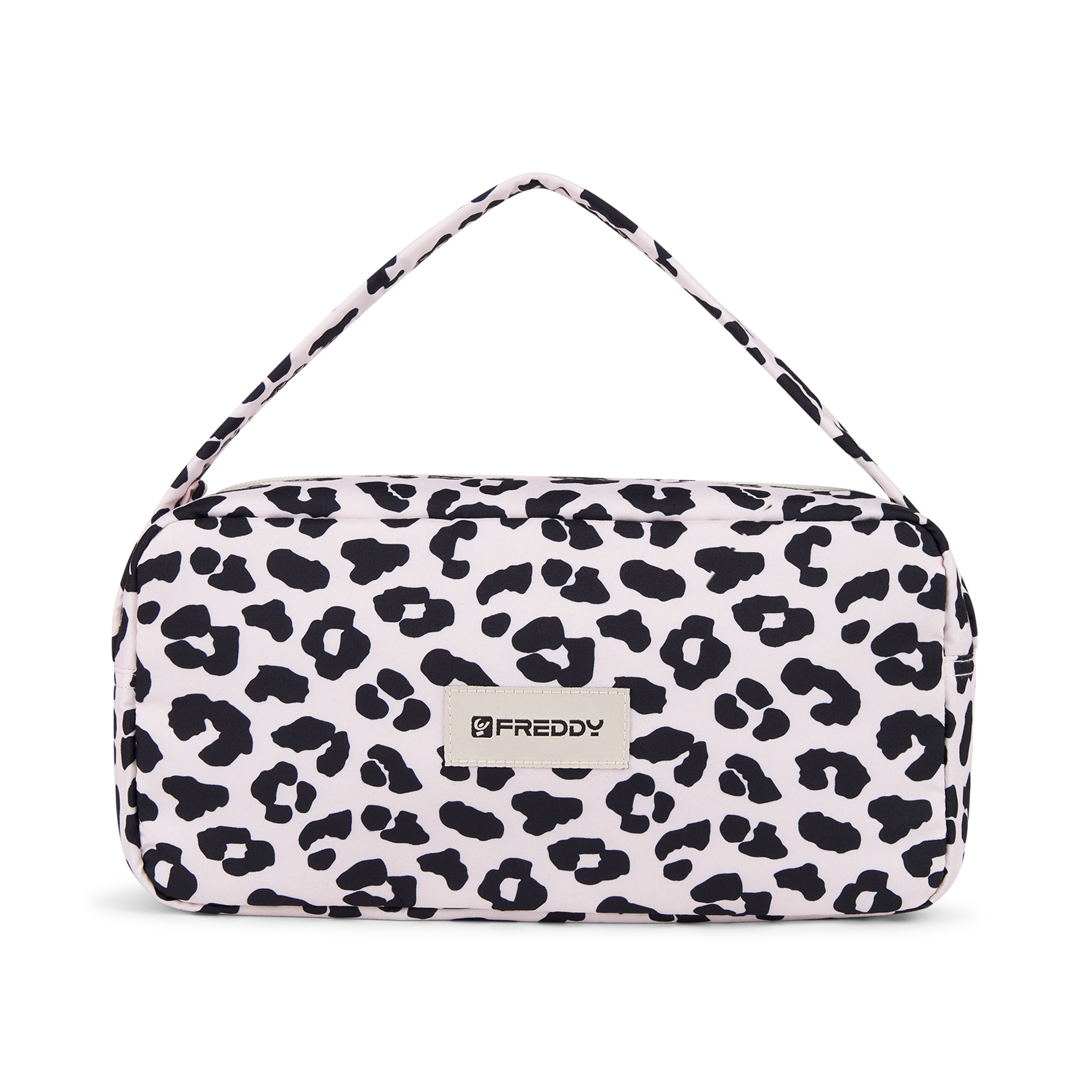 Borsa a spalla leopardata in poliestere con logo FREDDY
