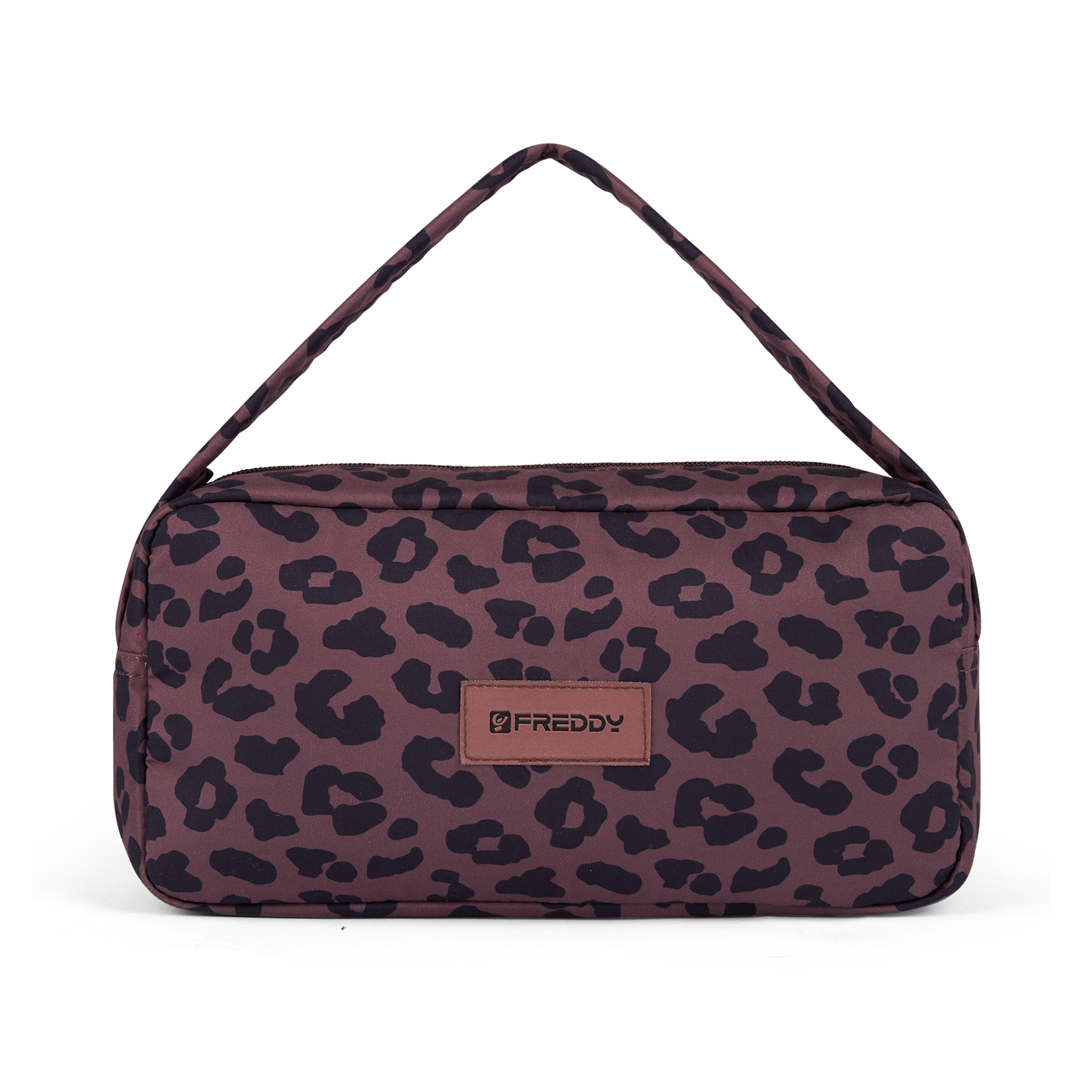 Borsa a spalla leopardata in poliestere con logo FREDDY