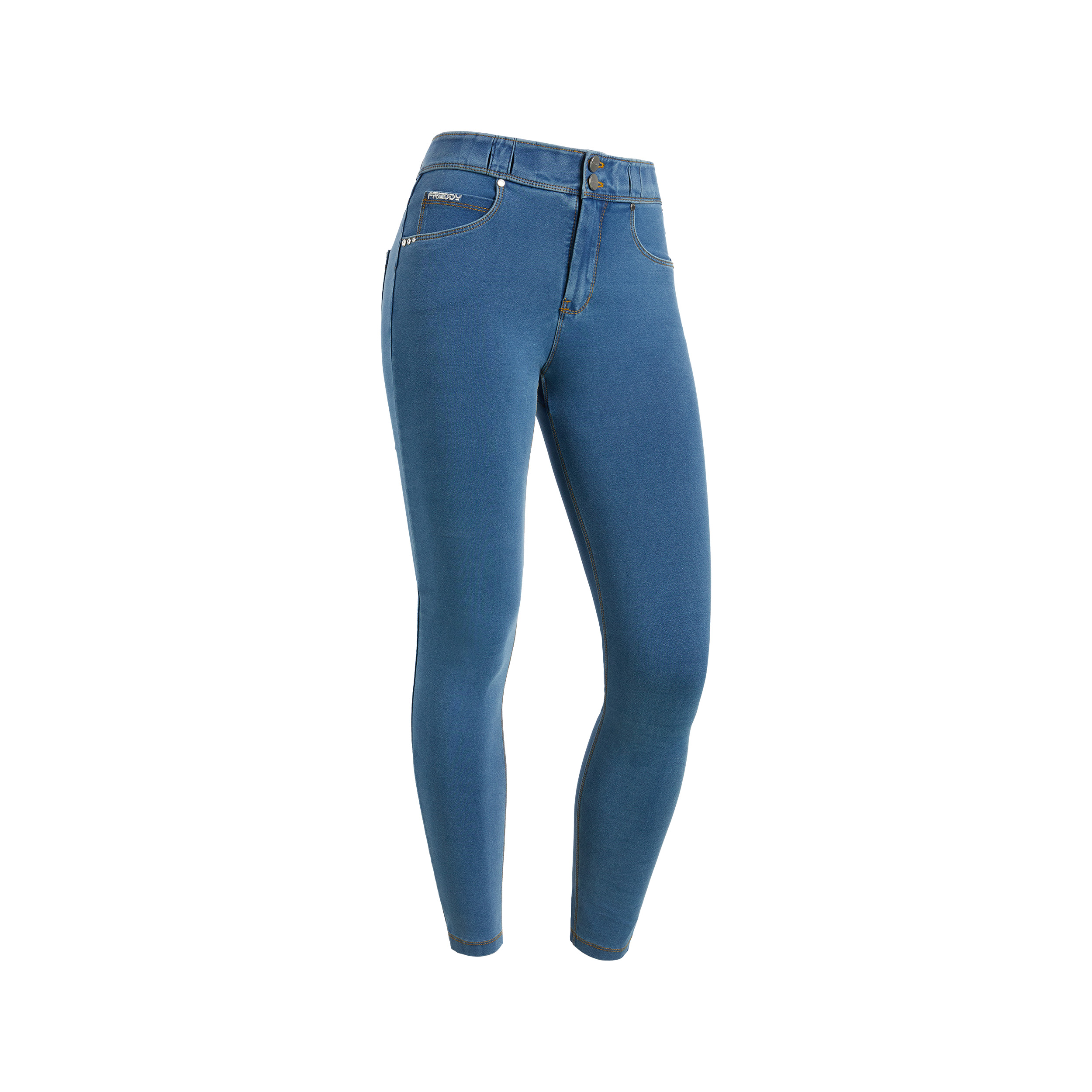 Pantaloni N.O.W.® skinny a vita media in jersey denim