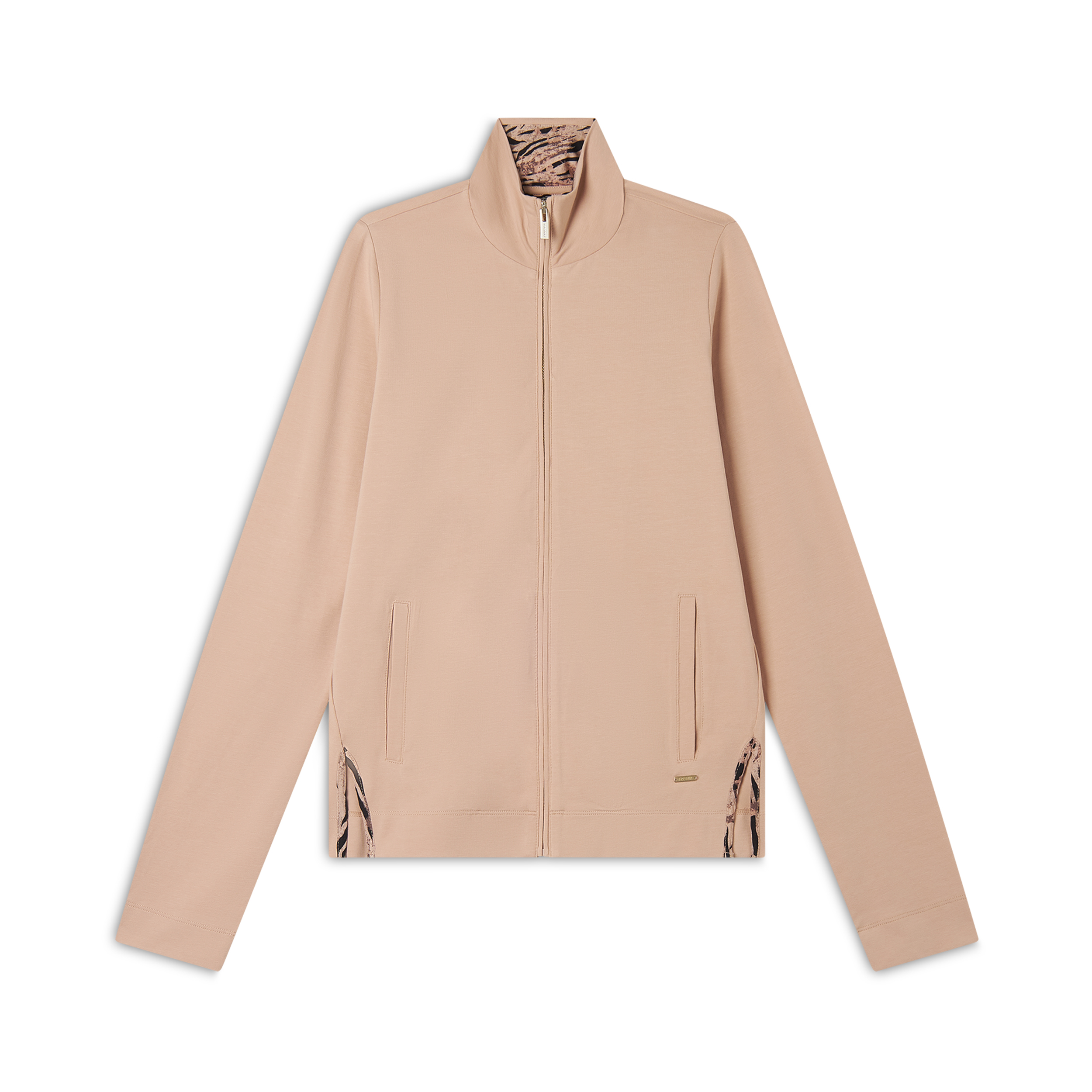 Felpa zip e collo alto con dettagli animalier