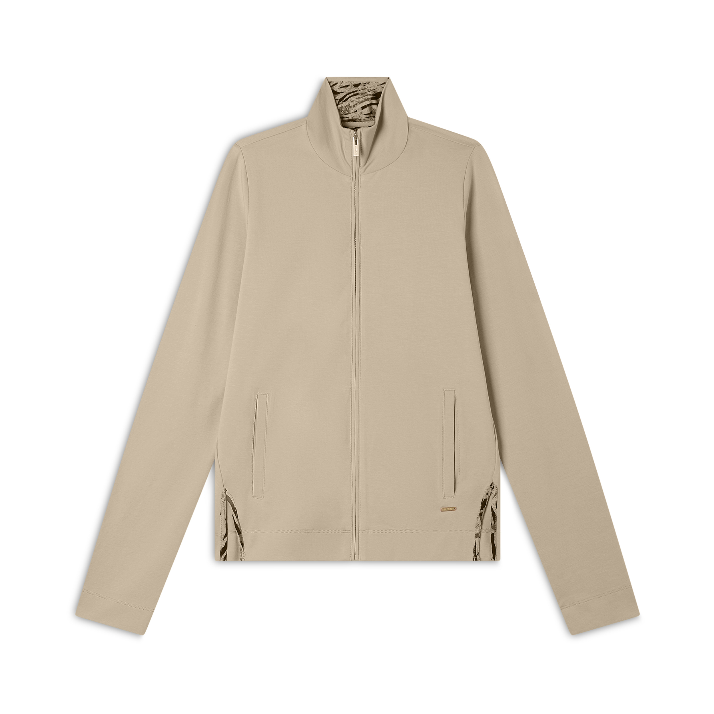 Felpa zip e collo alto con dettagli animalier